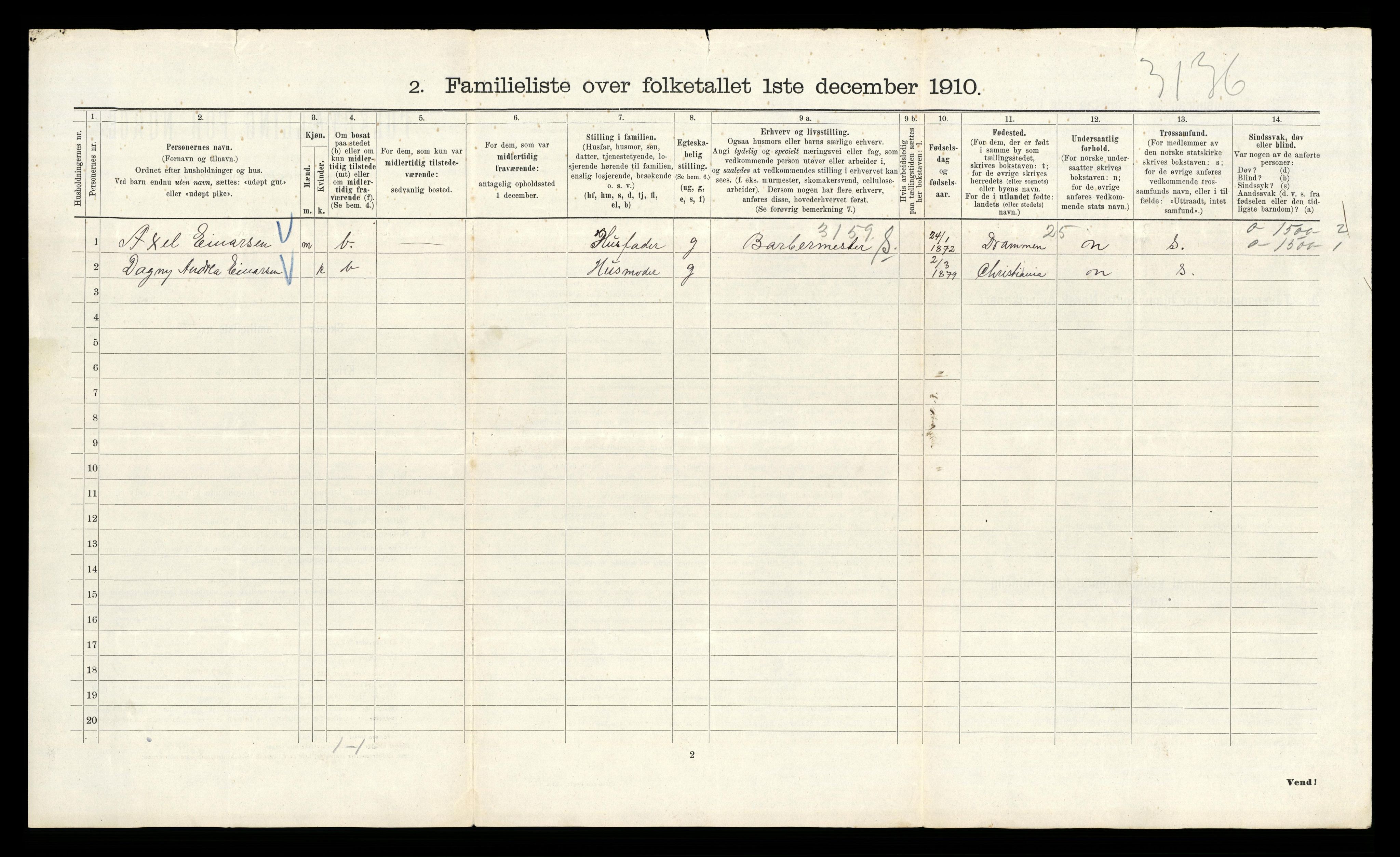 RA, 1910 census for Kristiania, 1910, p. 28734