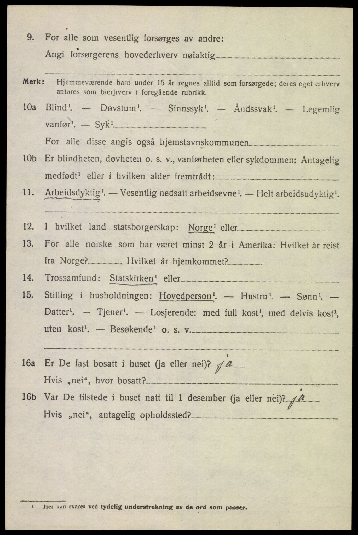 SAK, 1920 census for Gyland, 1920, p. 1197