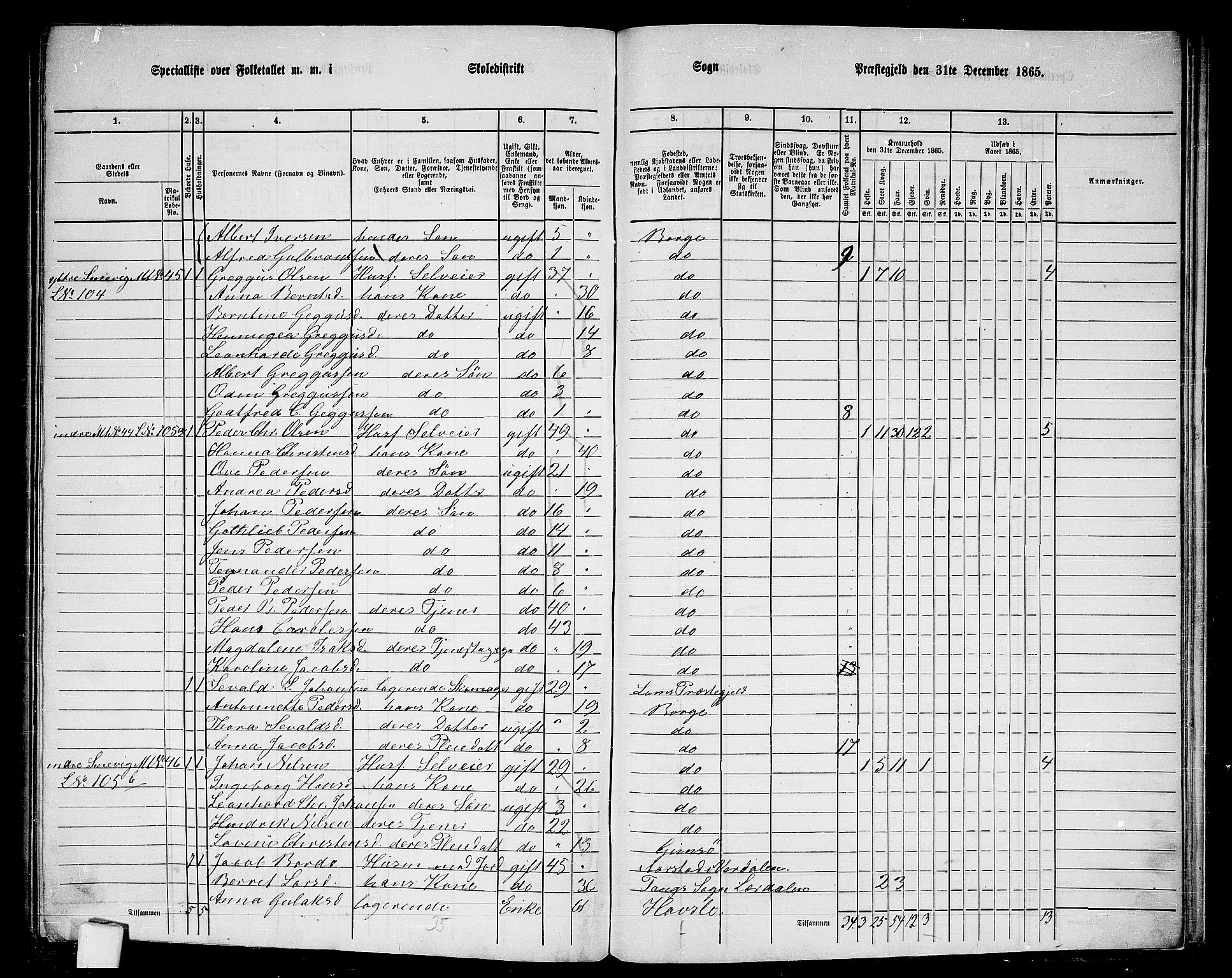 RA, 1865 census for Borge, 1865, p. 72