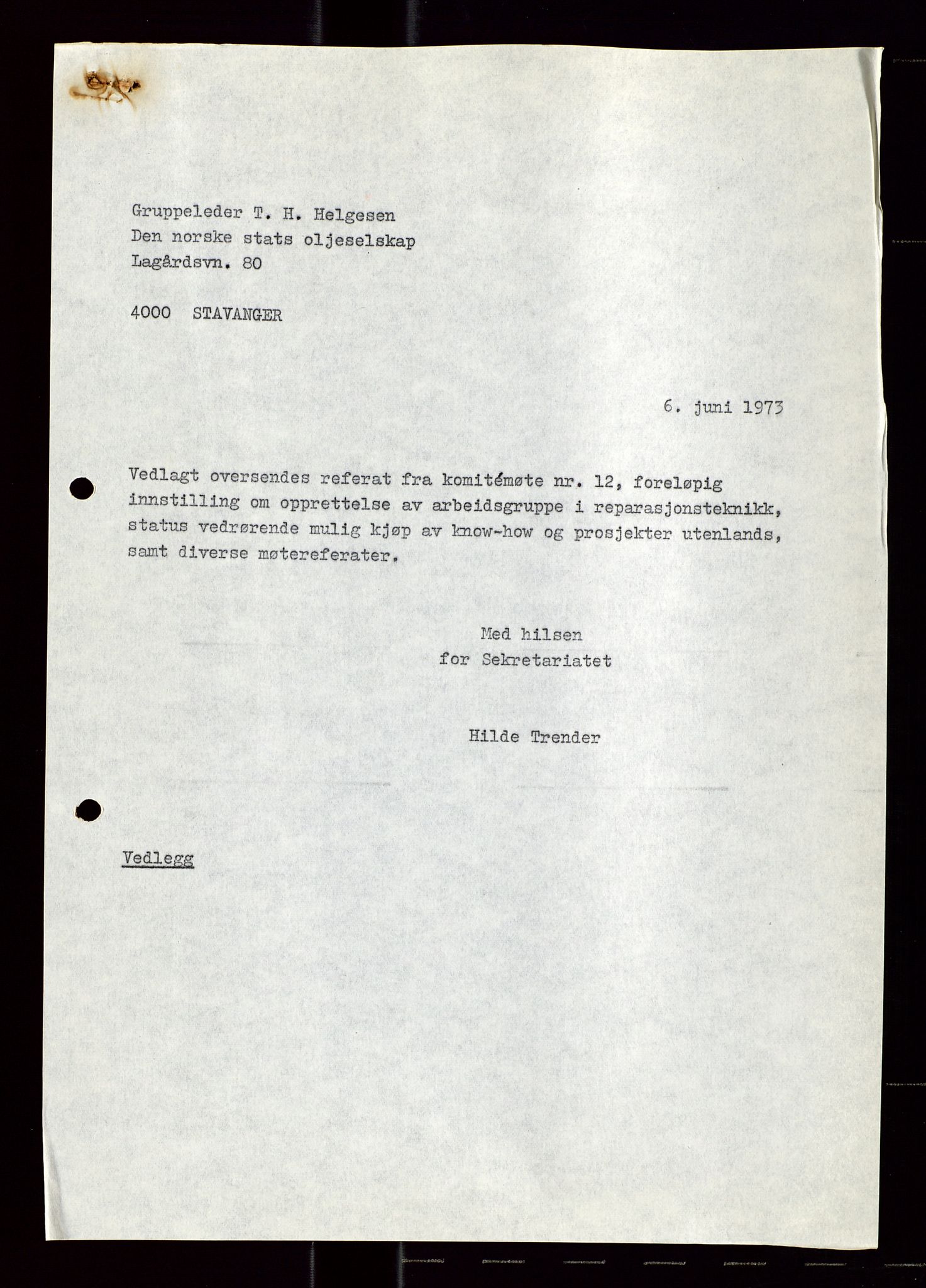 Industridepartementet, Oljekontoret, AV/SAST-A-101348/Di/L0004: DWP, møter, komite`møter, 761 forskning/teknologi, 1972-1975, p. 110