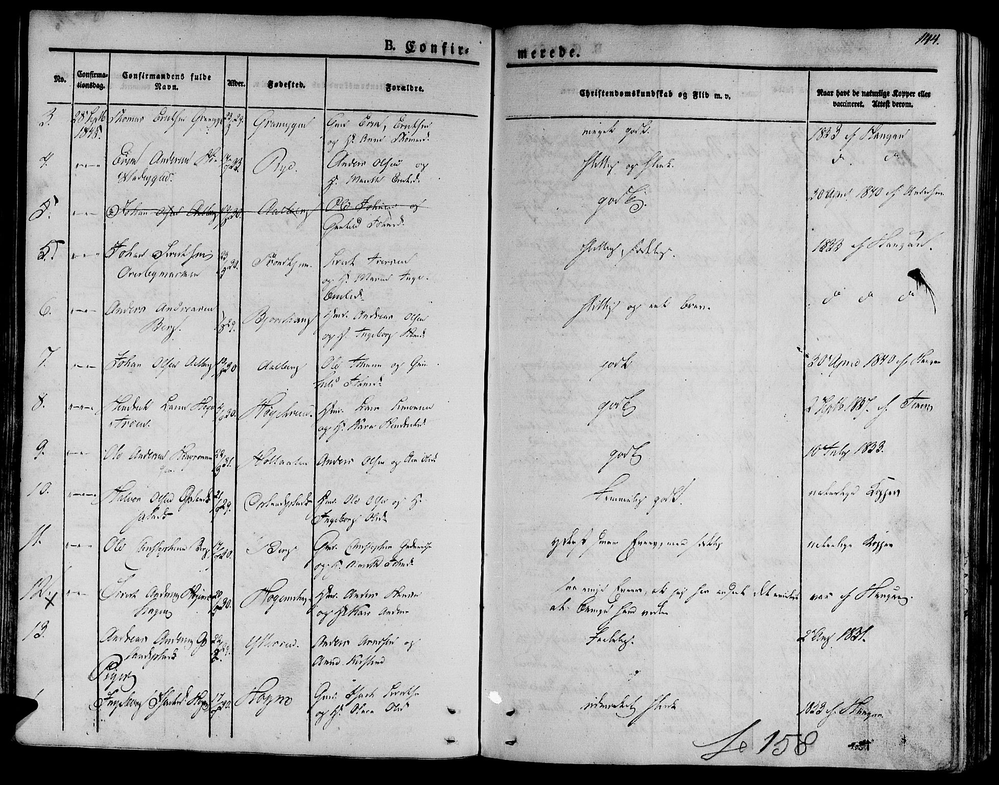 Ministerialprotokoller, klokkerbøker og fødselsregistre - Sør-Trøndelag, AV/SAT-A-1456/612/L0374: Parish register (official) no. 612A07 /1, 1829-1845, p. 144