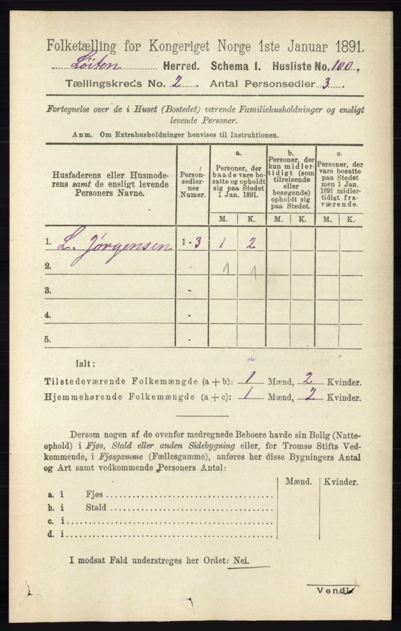 RA, 1891 census for 0415 Løten, 1891, p. 1472