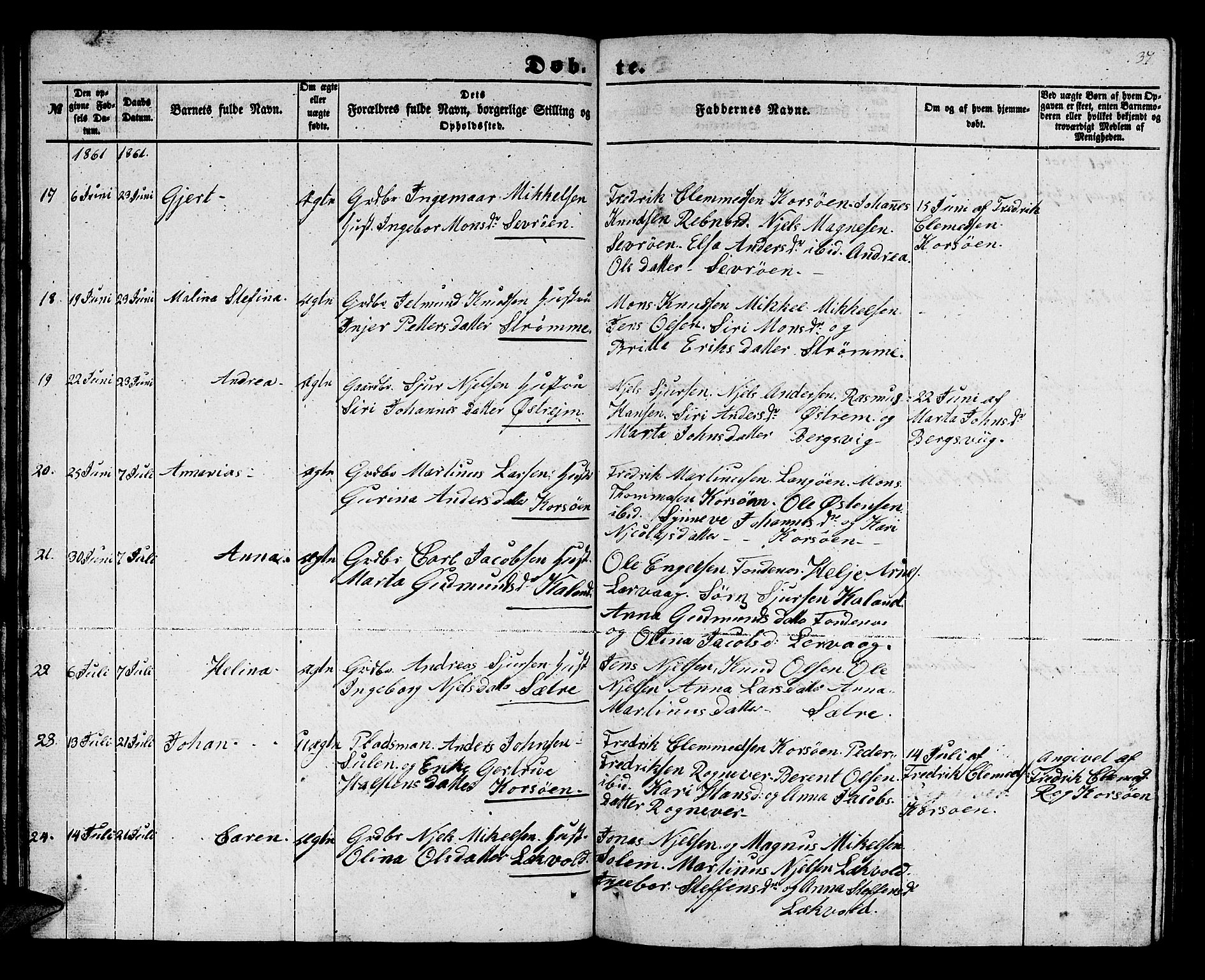 Lindås Sokneprestembete, AV/SAB-A-76701/H/Hab/Habc/L0001: Parish register (copy) no. C 1, 1853-1867, p. 37