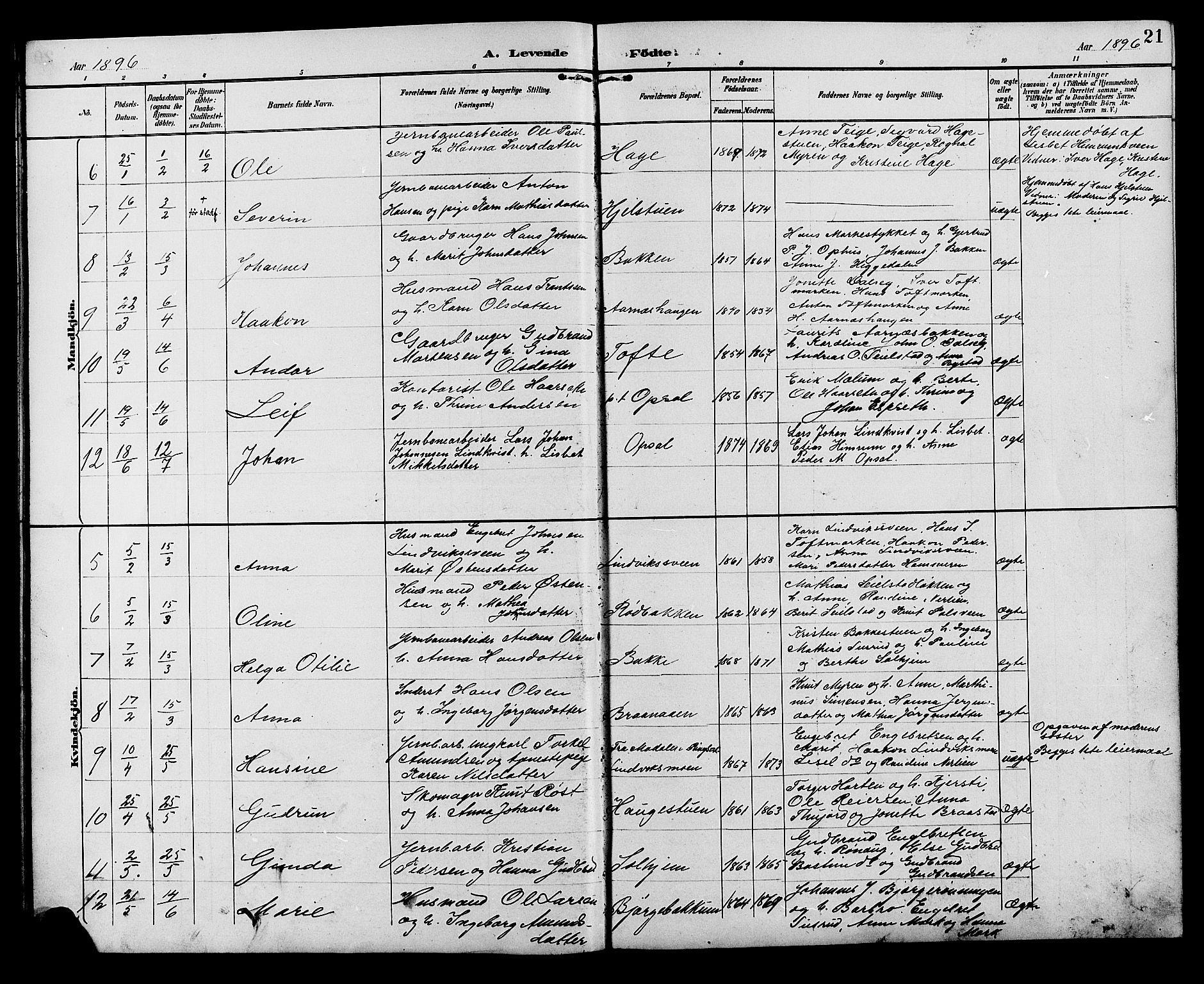 Ringebu prestekontor, SAH/PREST-082/H/Ha/Hab/L0007: Parish register (copy) no. 7, 1890-1910, p. 21