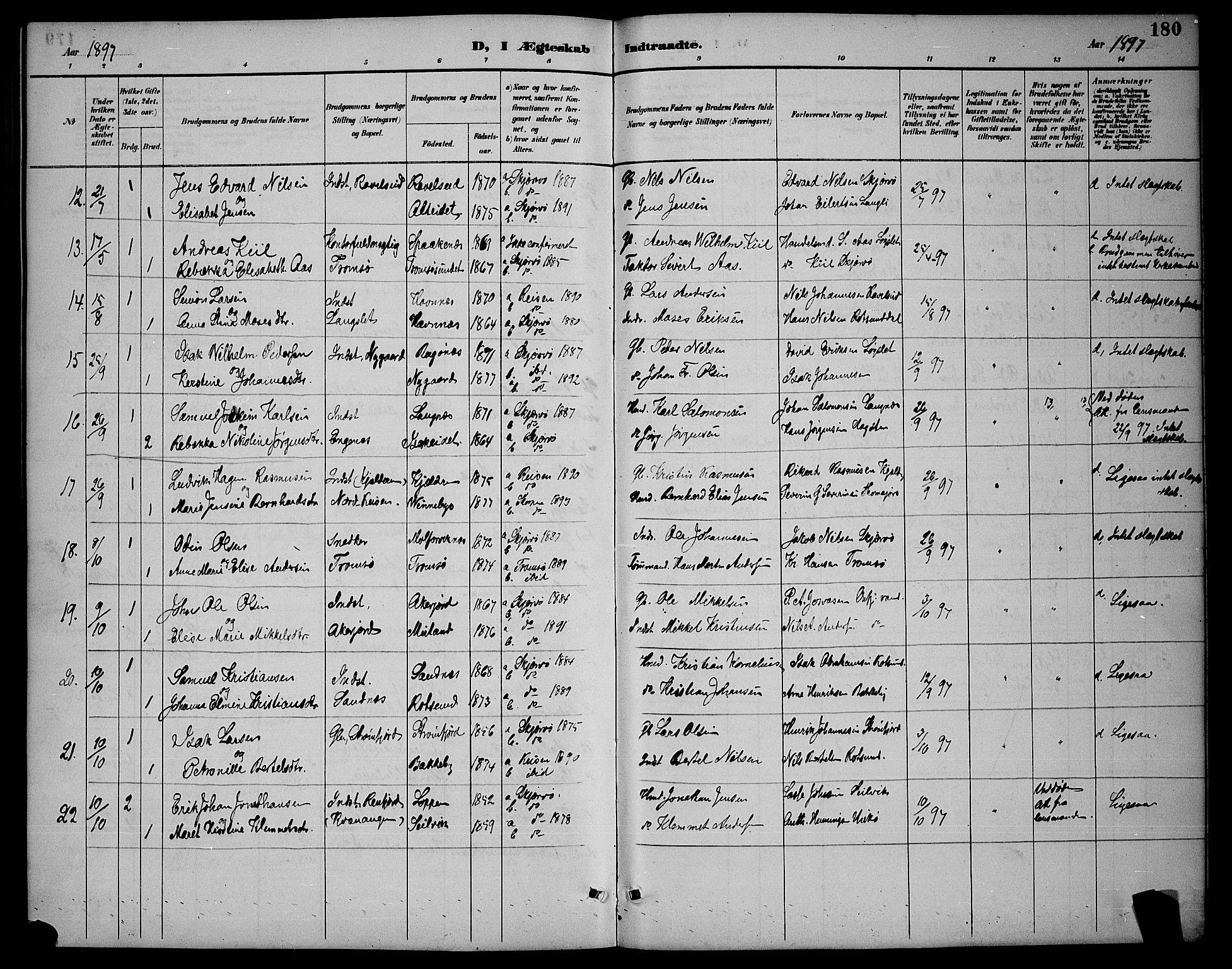 Skjervøy sokneprestkontor, AV/SATØ-S-1300/H/Ha/Hab/L0007klokker: Parish register (copy) no. 7, 1889-1899, p. 180