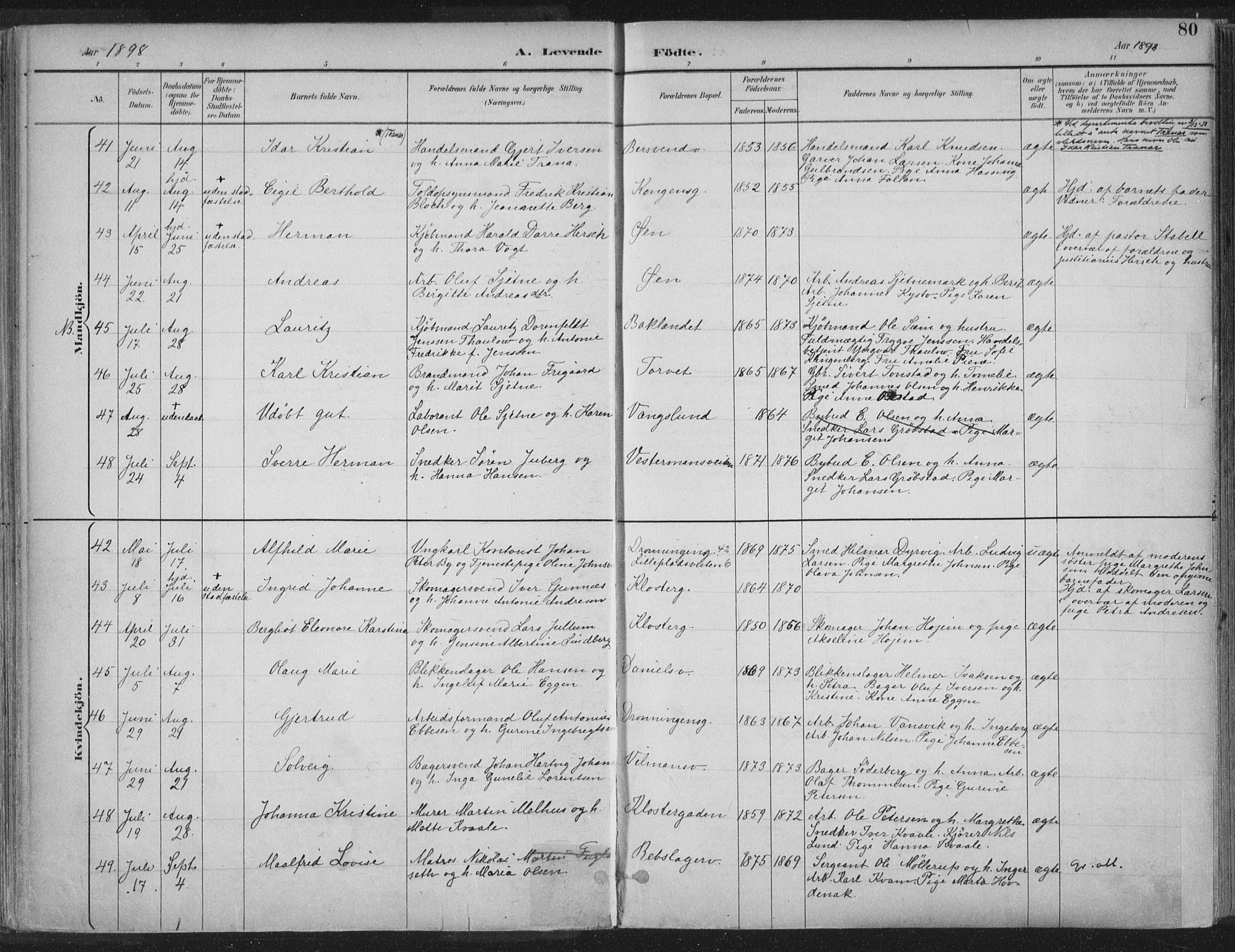 Ministerialprotokoller, klokkerbøker og fødselsregistre - Sør-Trøndelag, AV/SAT-A-1456/601/L0062: Parish register (official) no. 601A30, 1891-1911, p. 80