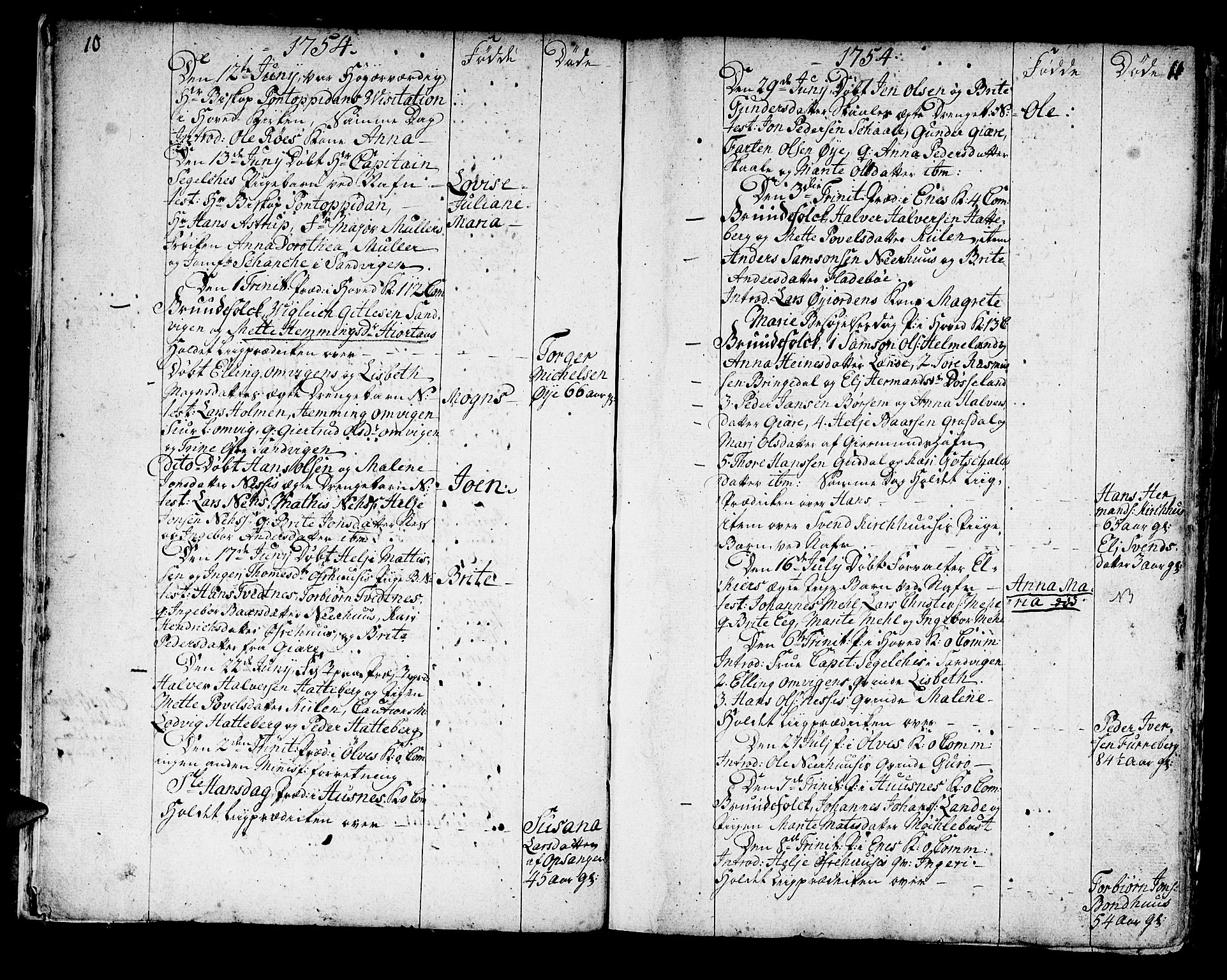 Kvinnherad sokneprestembete, AV/SAB-A-76401/H/Haa: Parish register (official) no. A 3, 1754-1777, p. 10-11