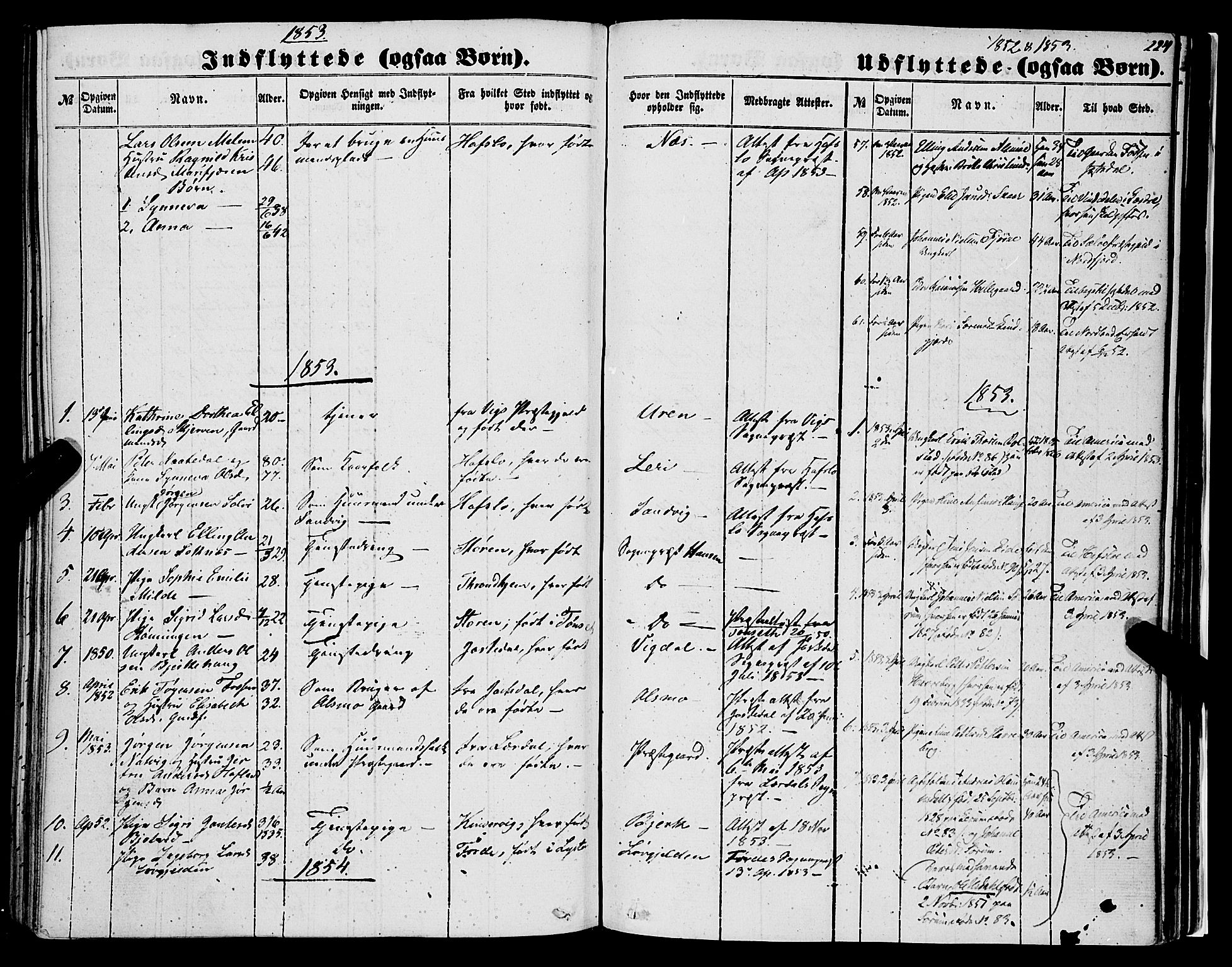 Luster sokneprestembete, AV/SAB-A-81101/H/Haa/Haaa/L0007: Parish register (official) no. A 7, 1849-1859, p. 224