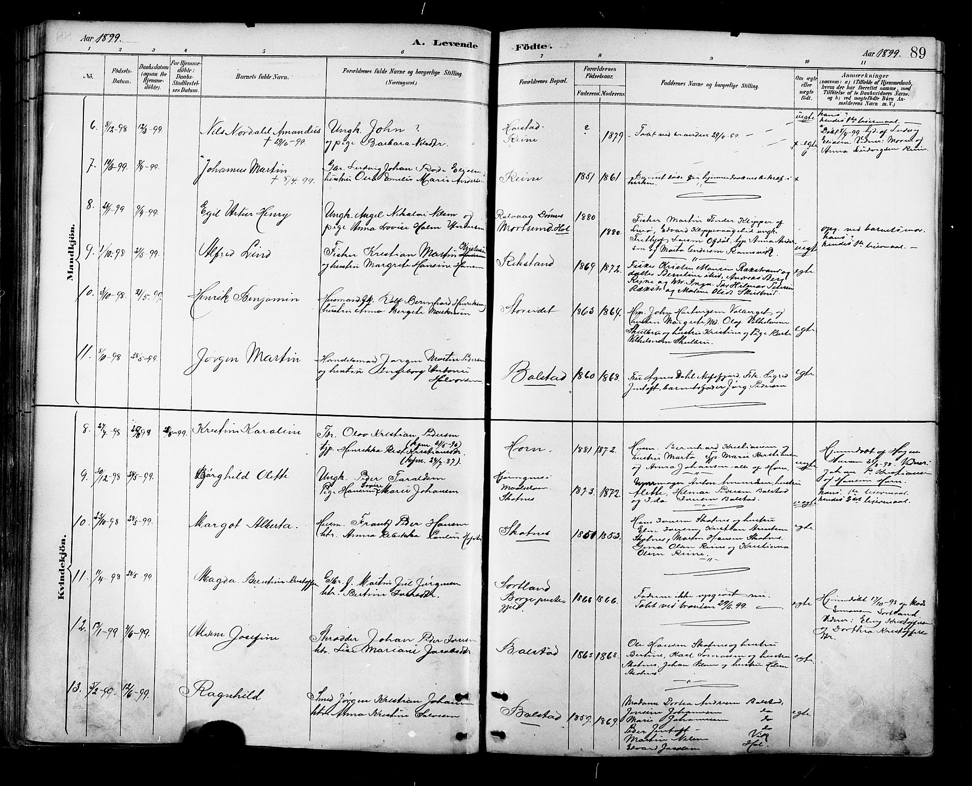 Ministerialprotokoller, klokkerbøker og fødselsregistre - Nordland, AV/SAT-A-1459/881/L1167: Parish register (copy) no. 881C04, 1886-1899, p. 89