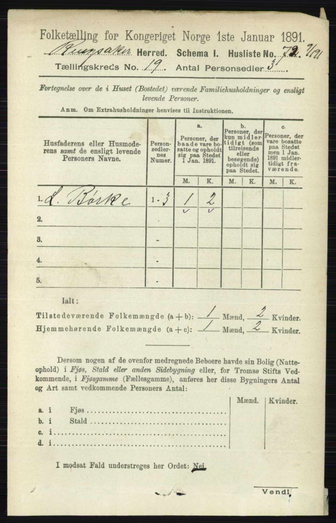 RA, 1891 census for 0412 Ringsaker, 1891, p. 10596