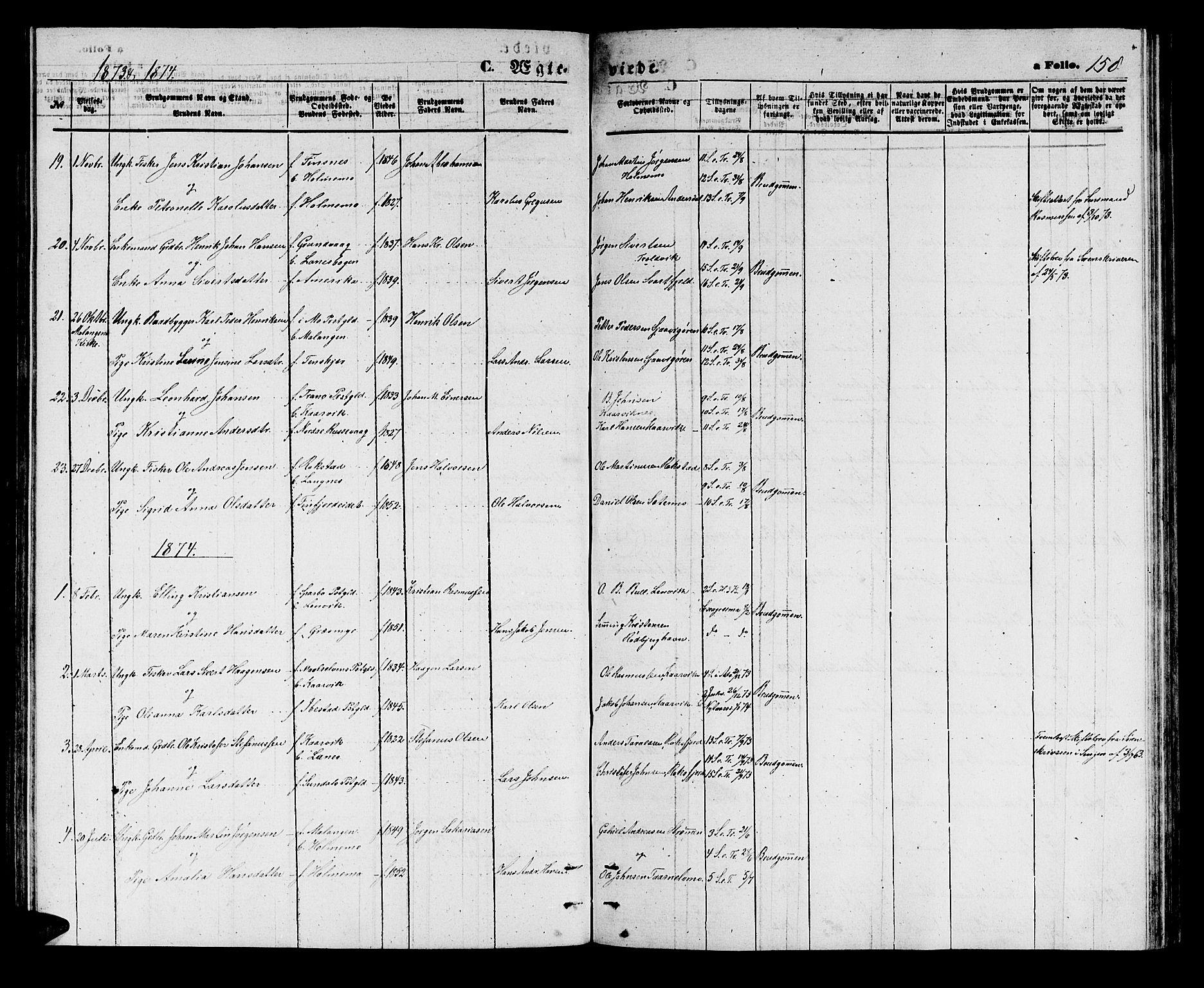 Lenvik sokneprestembete, SATØ/S-1310/H/Ha/Hab/L0005klokker: Parish register (copy) no. 5, 1870-1880, p. 158