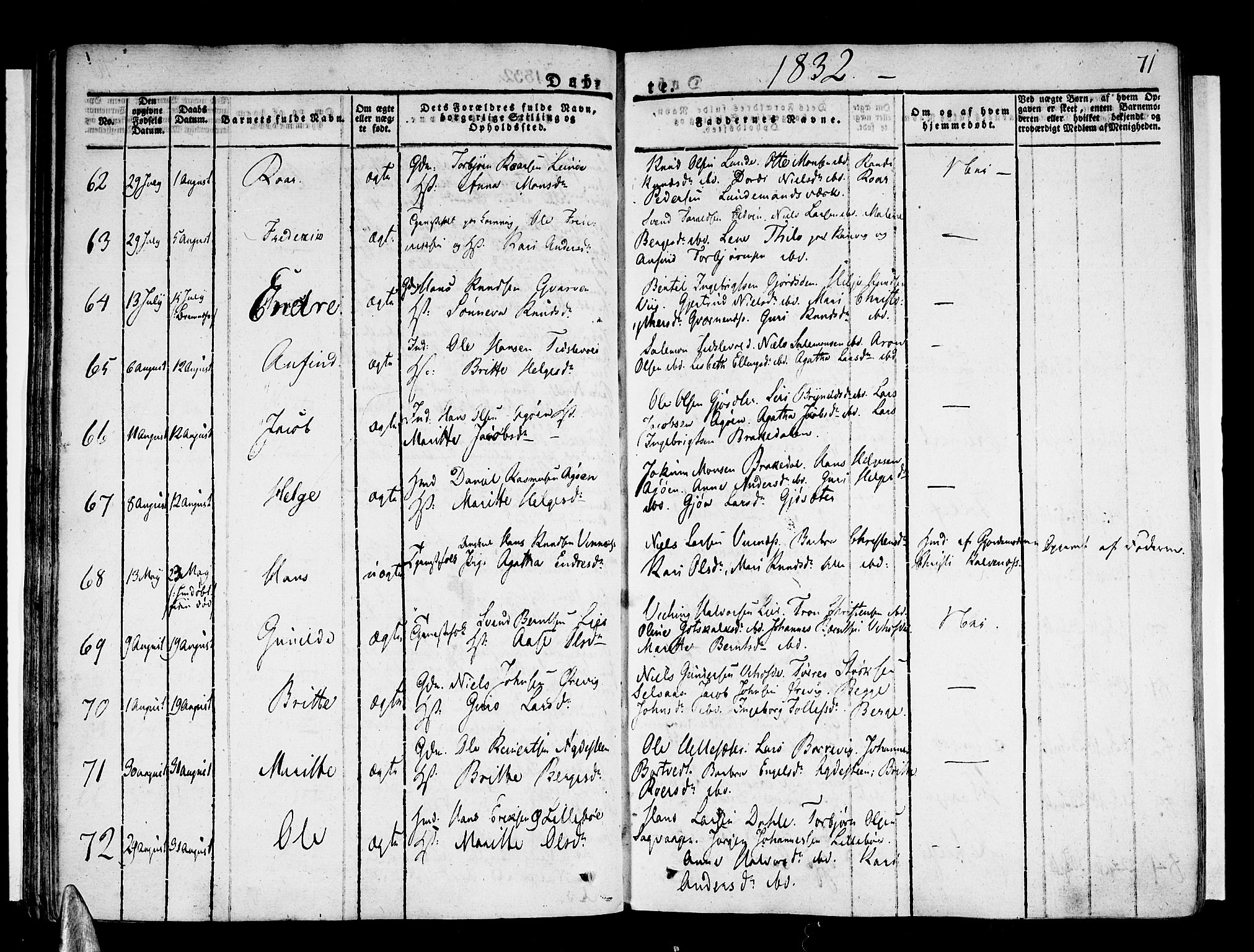 Stord sokneprestembete, AV/SAB-A-78201/H/Haa: Parish register (official) no. A 6, 1826-1840, p. 71