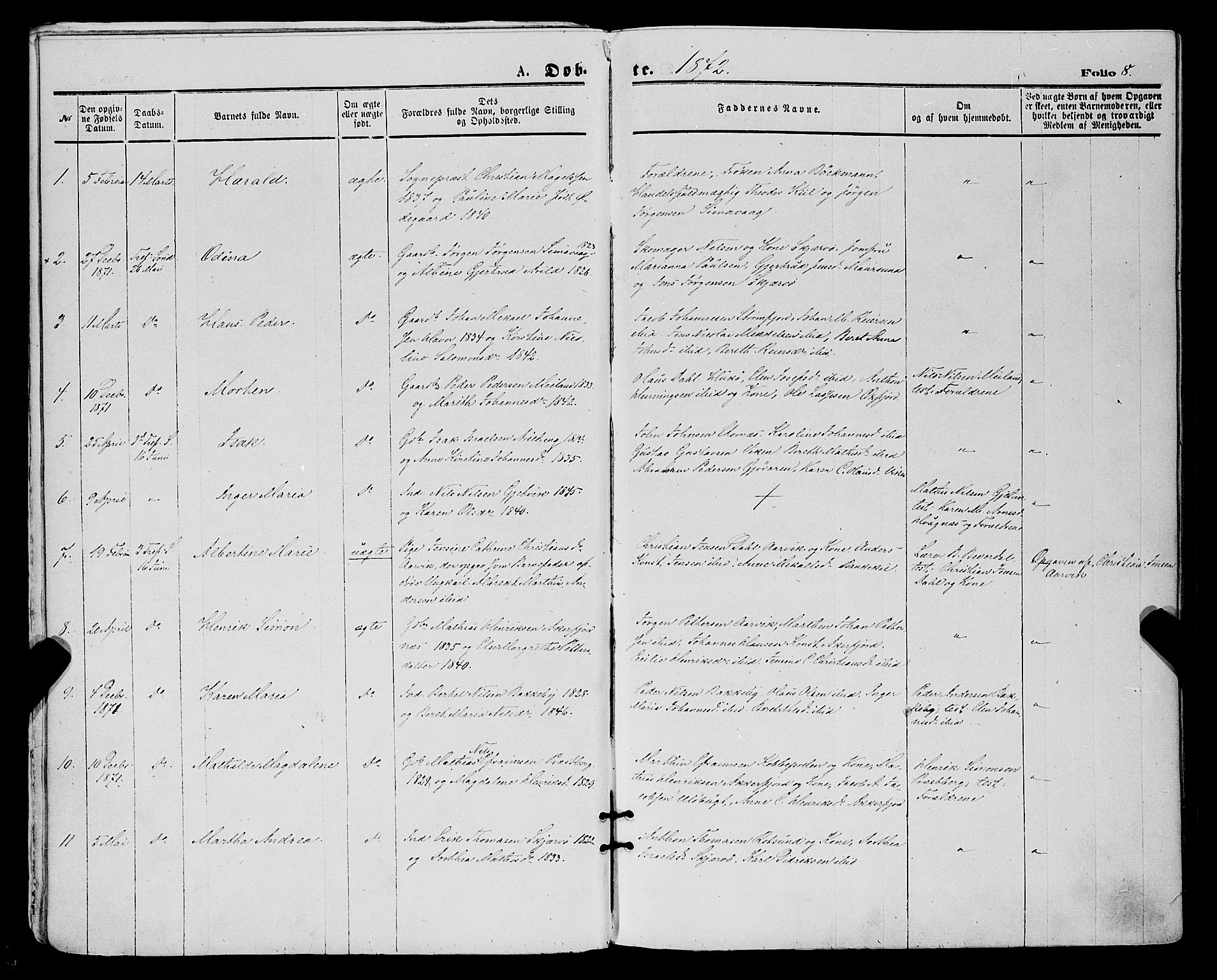 Skjervøy sokneprestkontor, SATØ/S-1300/H/Ha/Haa/L0008kirke: Parish register (official) no. 8, 1871-1877, p. 8