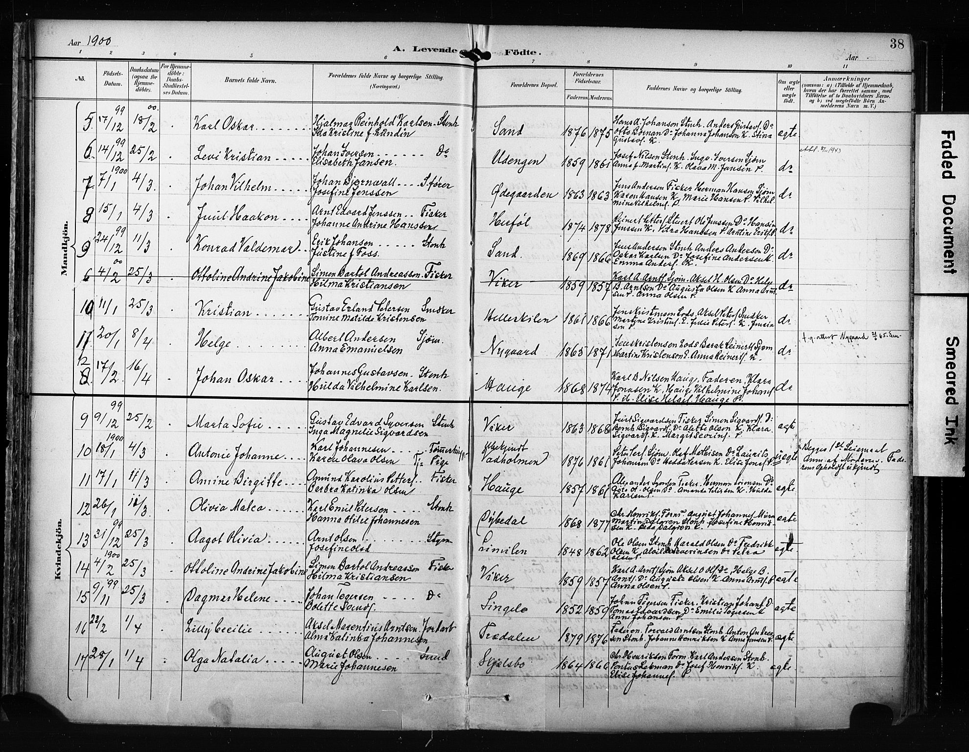 Hvaler prestekontor Kirkebøker, AV/SAO-A-2001/F/Fa/L0009: Parish register (official) no. I 9, 1895-1906, p. 38