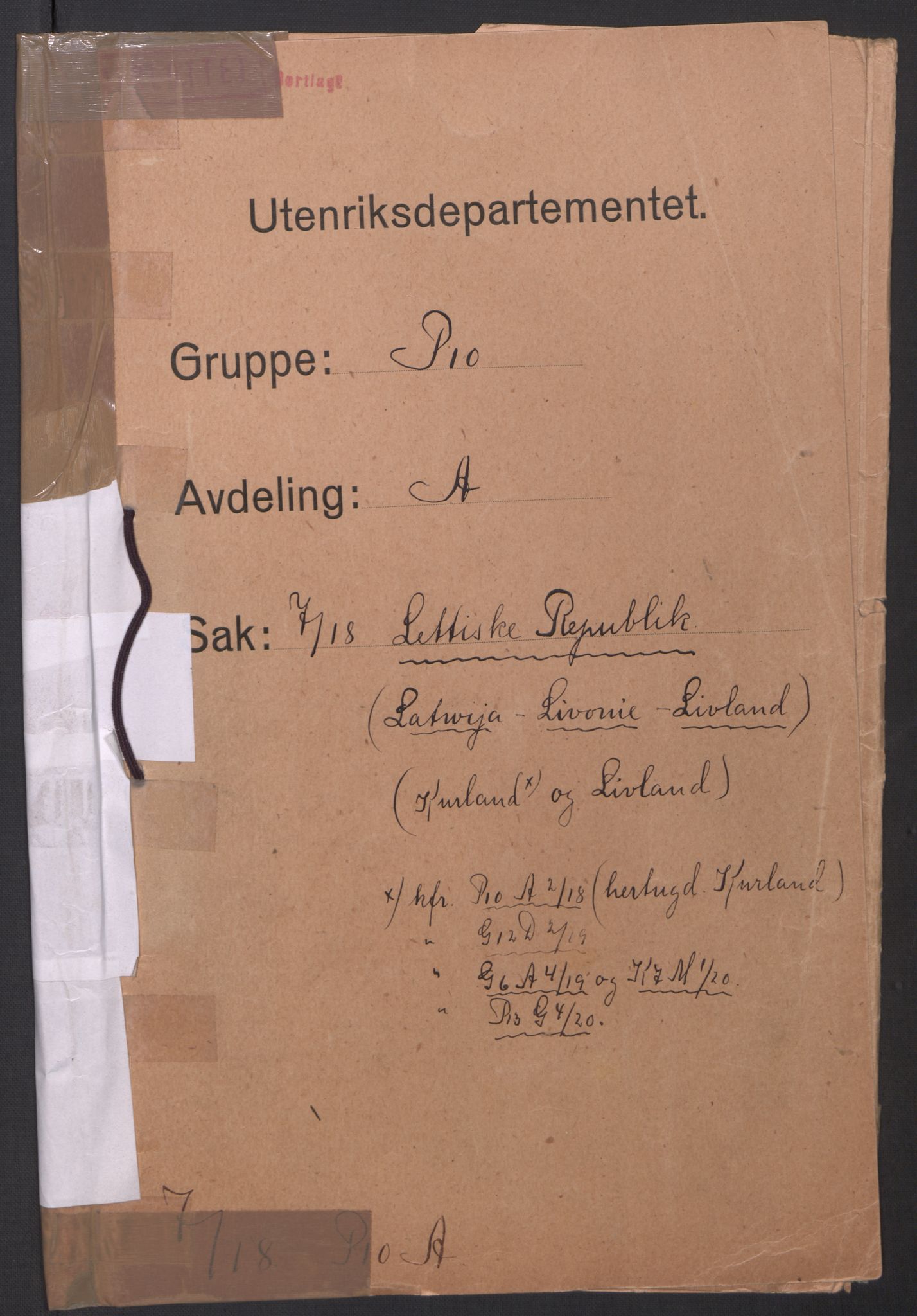 Utenriksdepartementet, AV/RA-S-2259, 1918-1922, p. 1