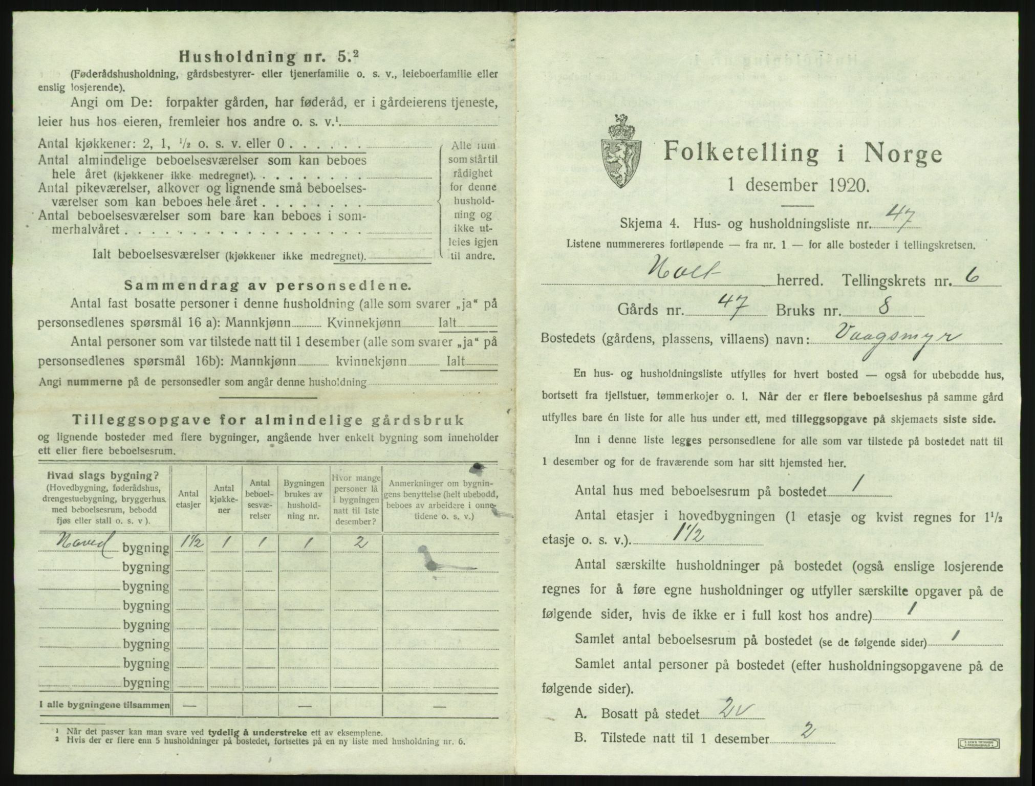 SAK, 1920 census for Holt, 1920, p. 580