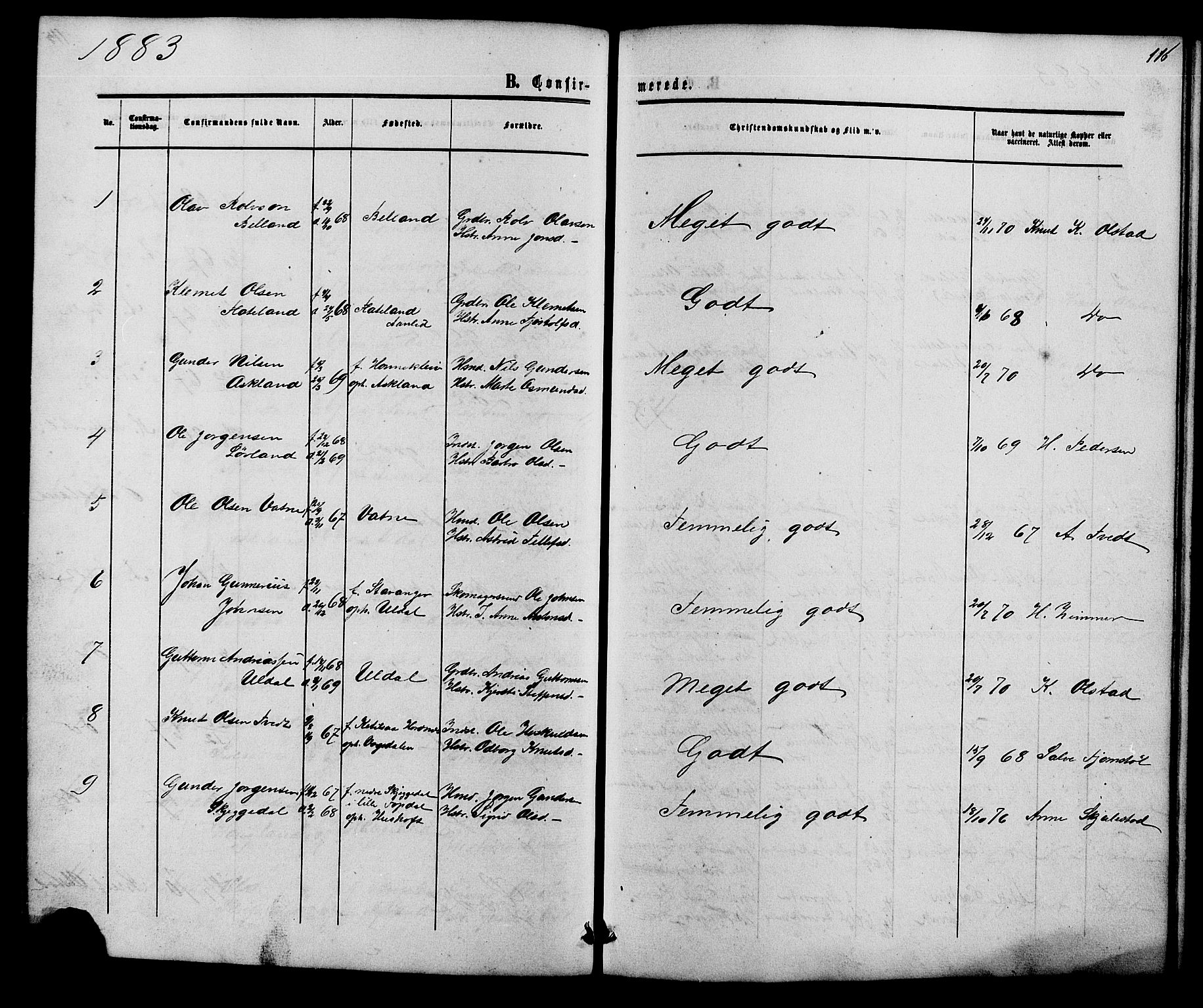 Herefoss sokneprestkontor, SAK/1111-0019/F/Fb/Fbc/L0002: Parish register (copy) no. B 2, 1867-1886, p. 116