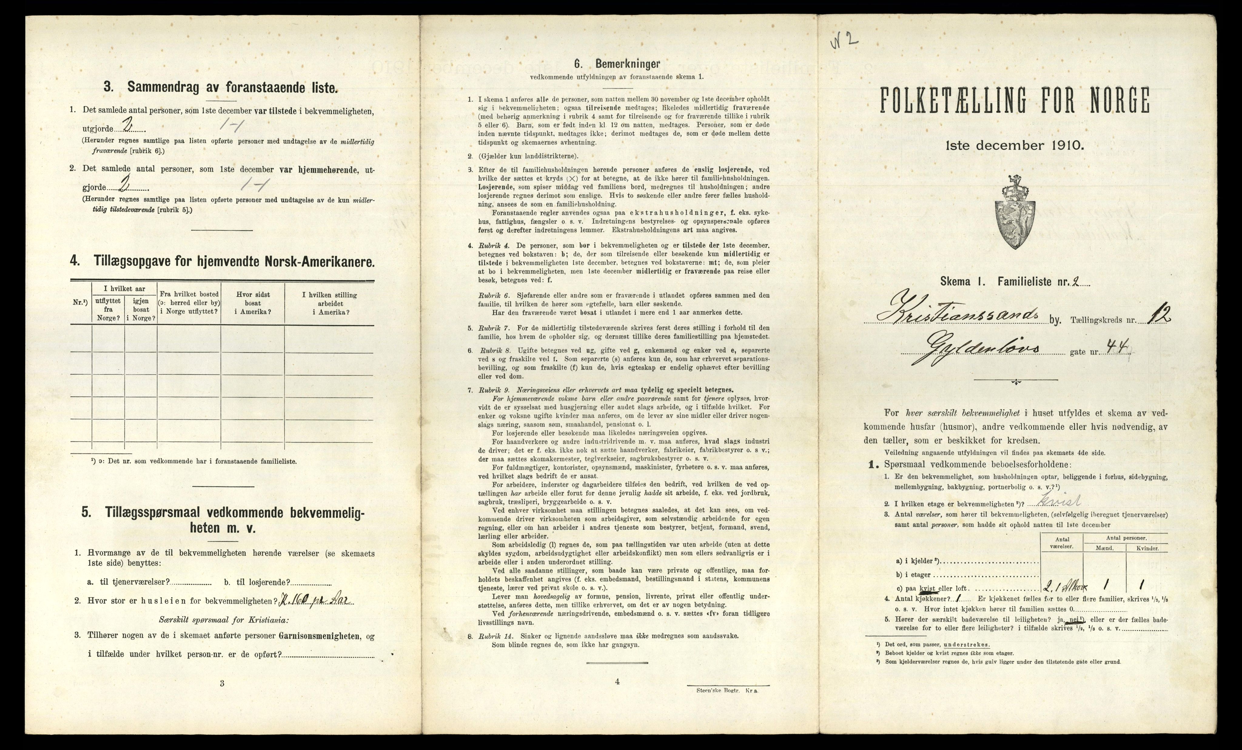 RA, 1910 census for Kristiansand, 1910, p. 2768