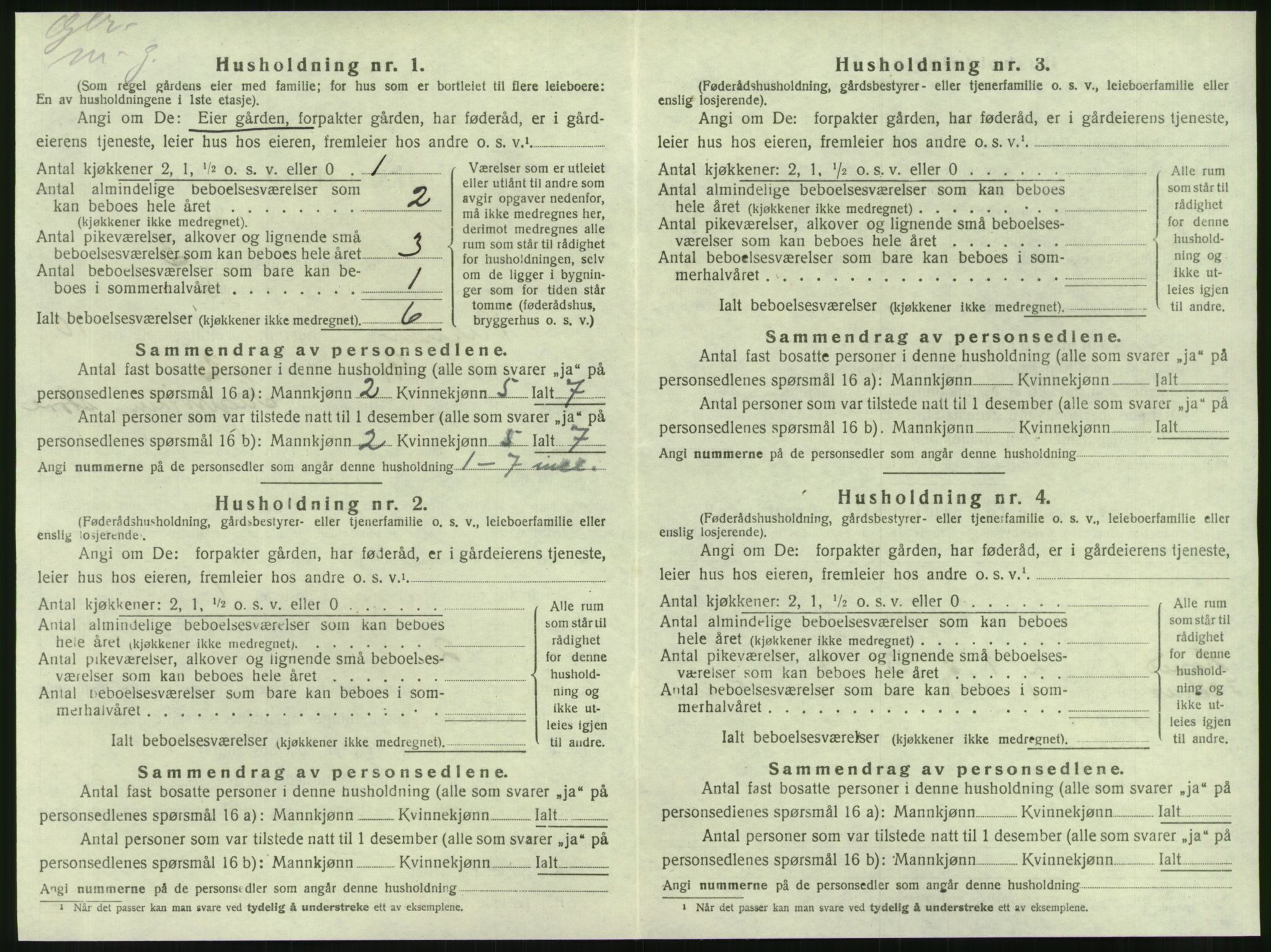 SAT, 1920 census for Nesna, 1920, p. 1194