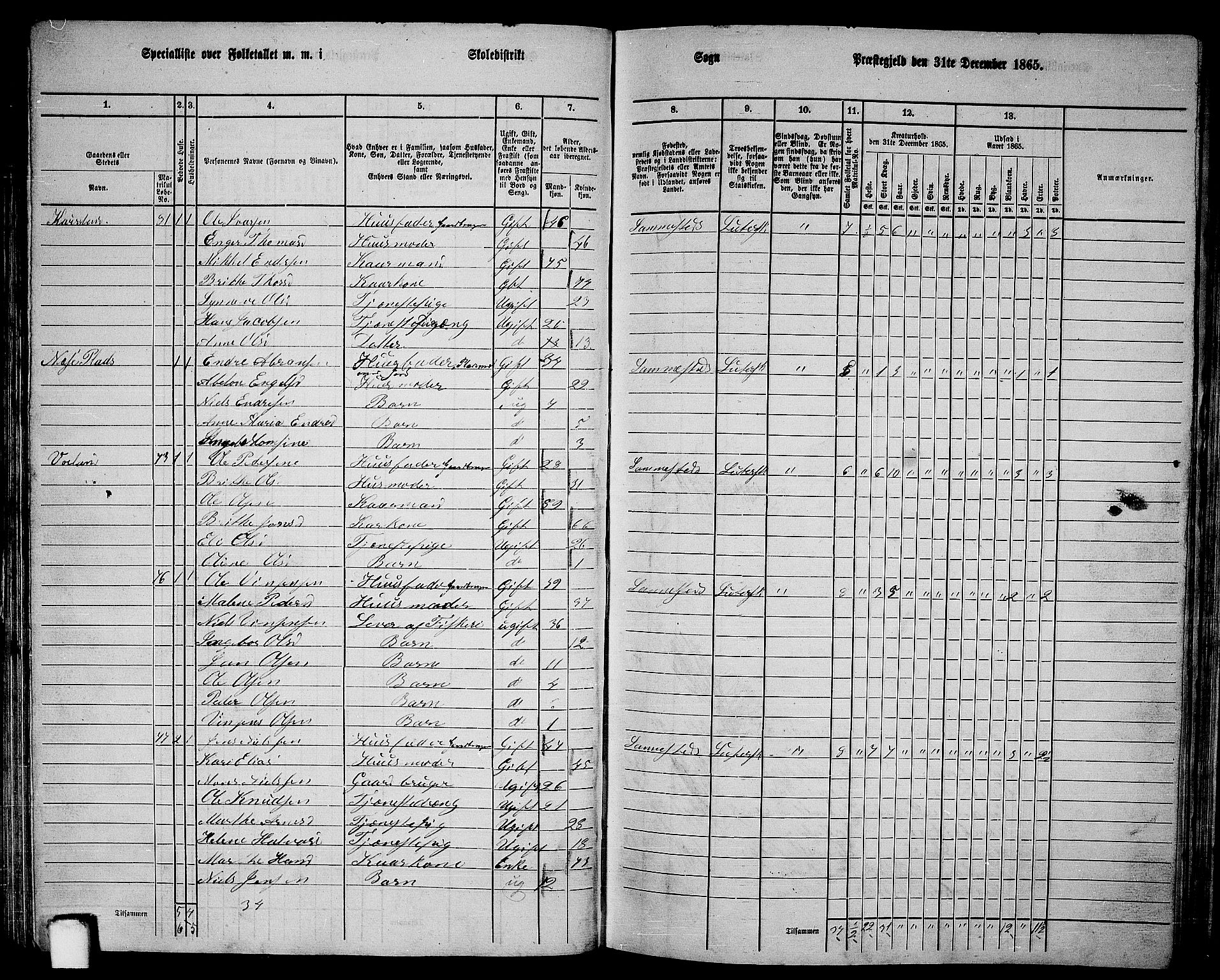 RA, 1865 census for Sund, 1865, p. 66