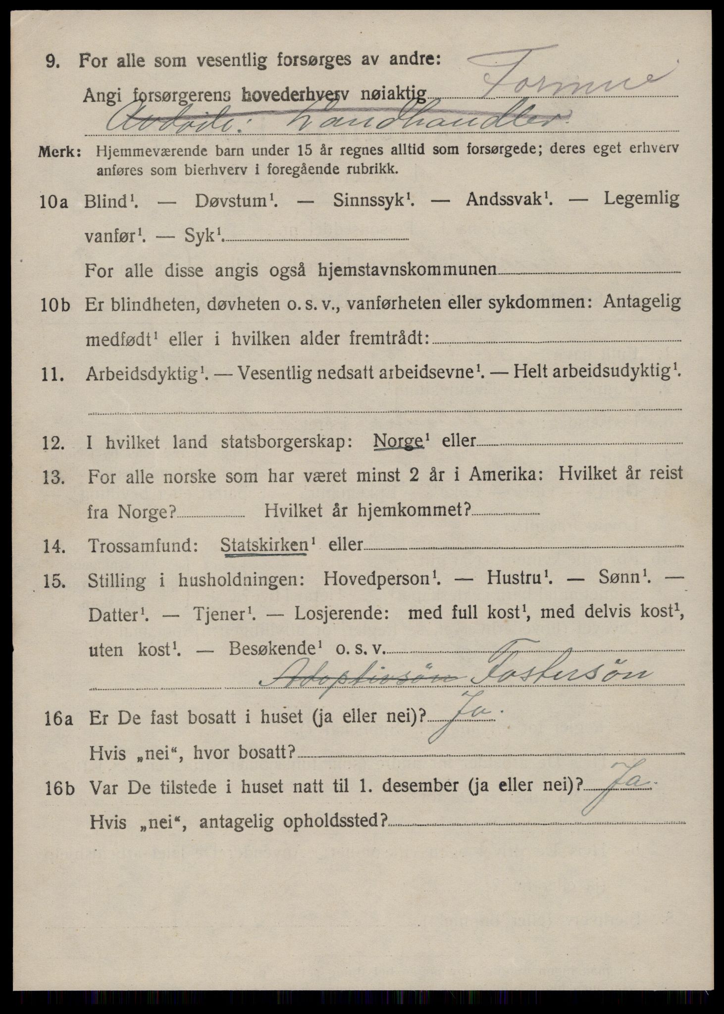 SAT, 1920 census for Stranda, 1920, p. 1592