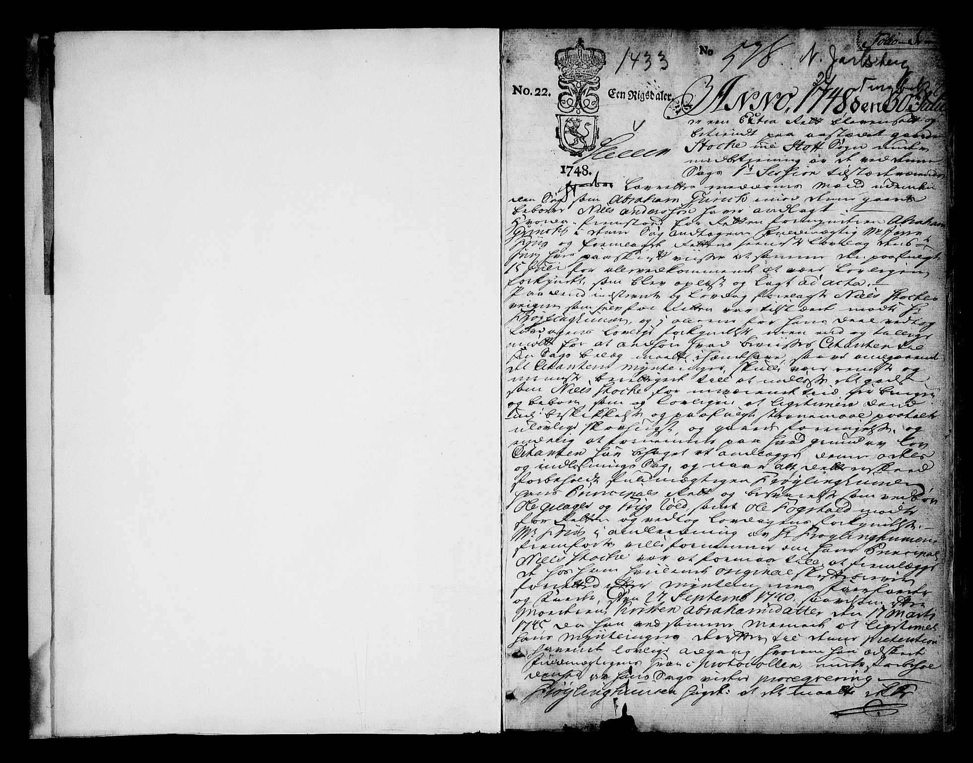 Nordre Jarlsberg sorenskriveri, SAKO/A-80/F/Fa/Faa/L0024: Tingbok, 1748-1753, p. 1