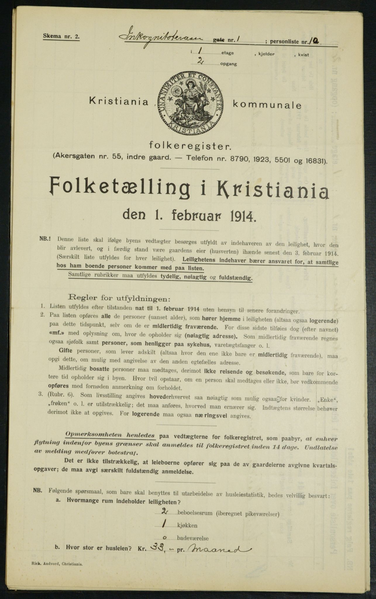 OBA, Municipal Census 1914 for Kristiania, 1914, p. 44358