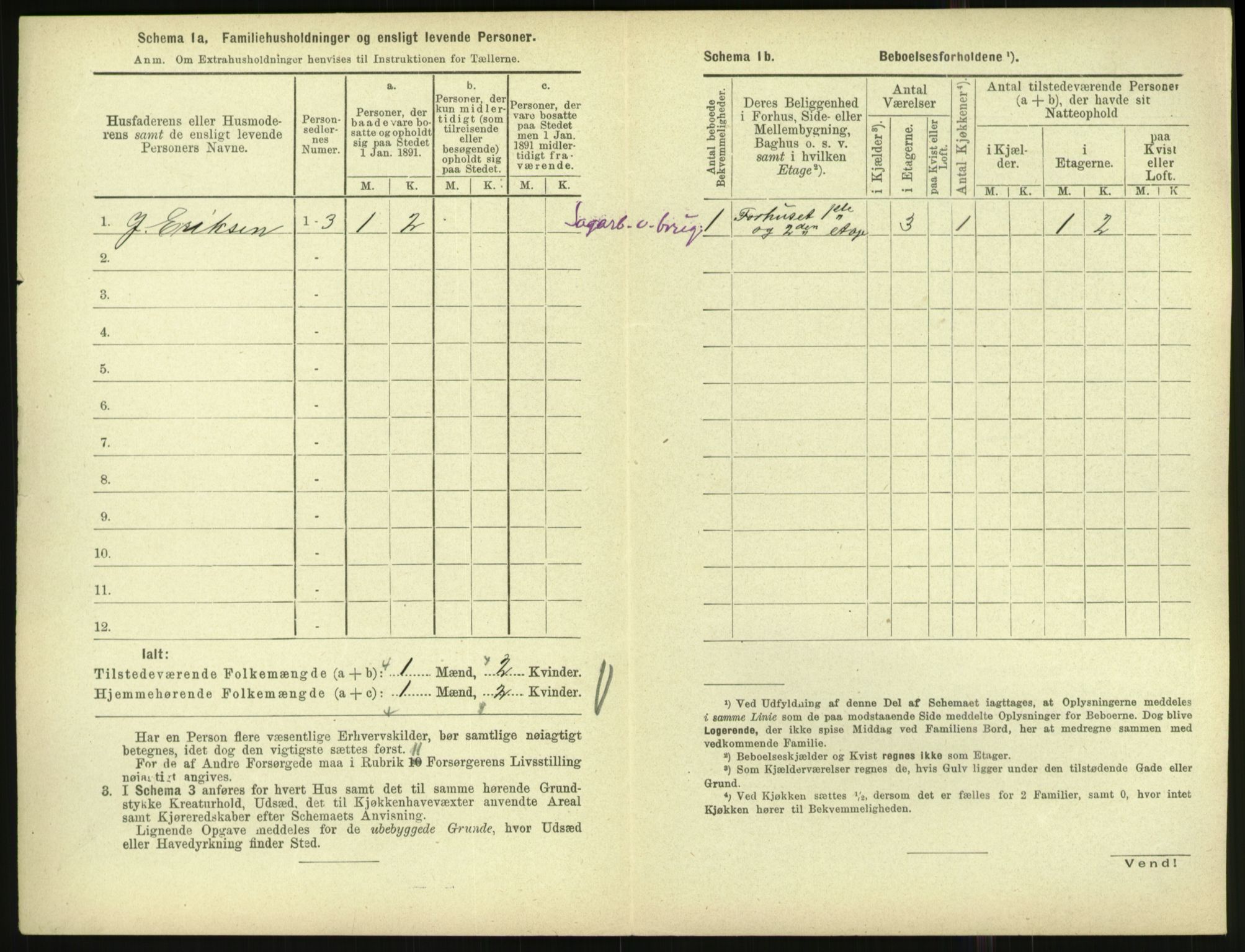 RA, 1891 census for 1001 Kristiansand, 1891, p. 1707