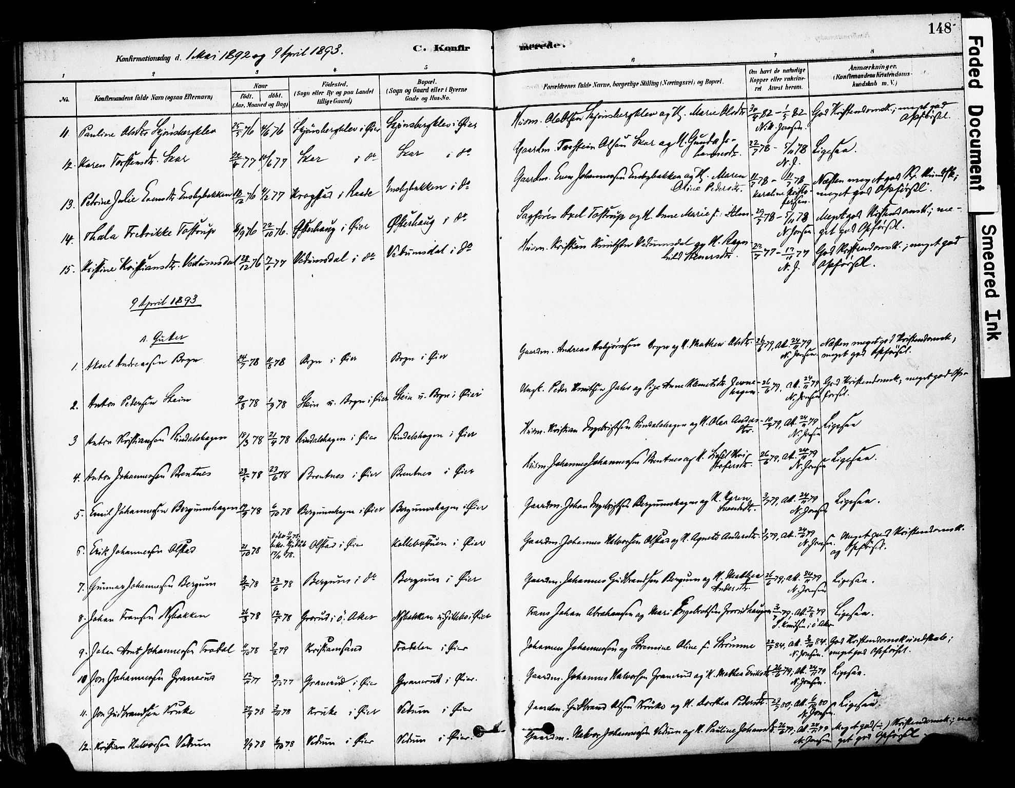 Øyer prestekontor, SAH/PREST-084/H/Ha/Haa/L0008: Parish register (official) no. 8, 1878-1897, p. 148