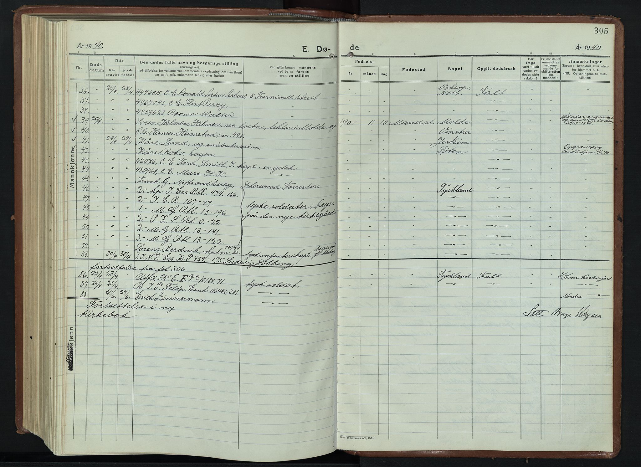 Lillehammer prestekontor, AV/SAH-PREST-088/H/Ha/Hab/L0003: Parish register (copy) no. 3, 1927-1943, p. 305