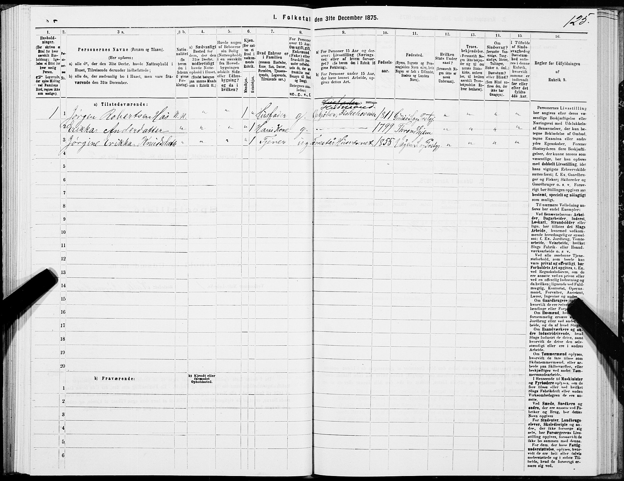 SAT, 1875 census for 1865P Vågan, 1875, p. 1125