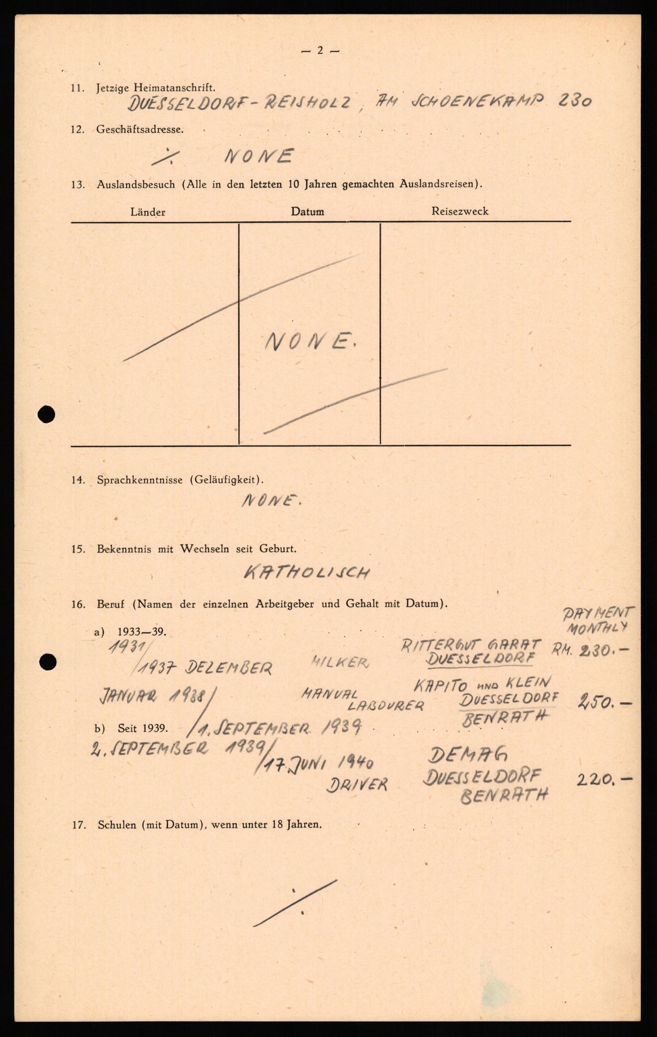 Forsvaret, Forsvarets overkommando II, AV/RA-RAFA-3915/D/Db/L0033: CI Questionaires. Tyske okkupasjonsstyrker i Norge. Tyskere., 1945-1946, p. 425