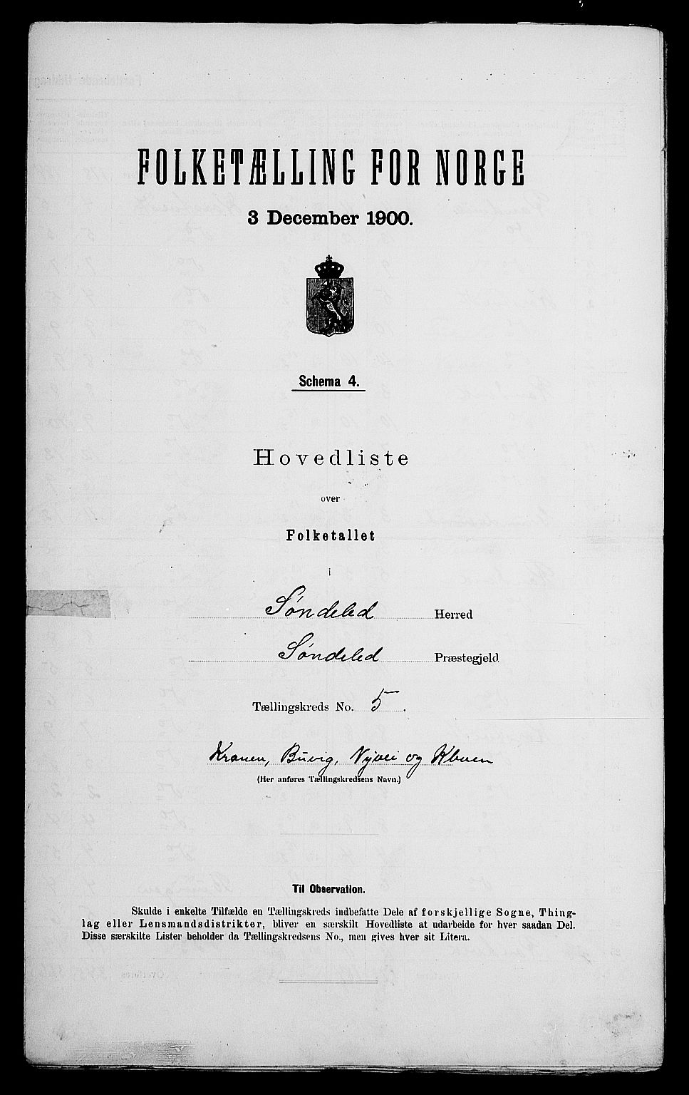 SAK, 1900 census for Søndeled, 1900, p. 38