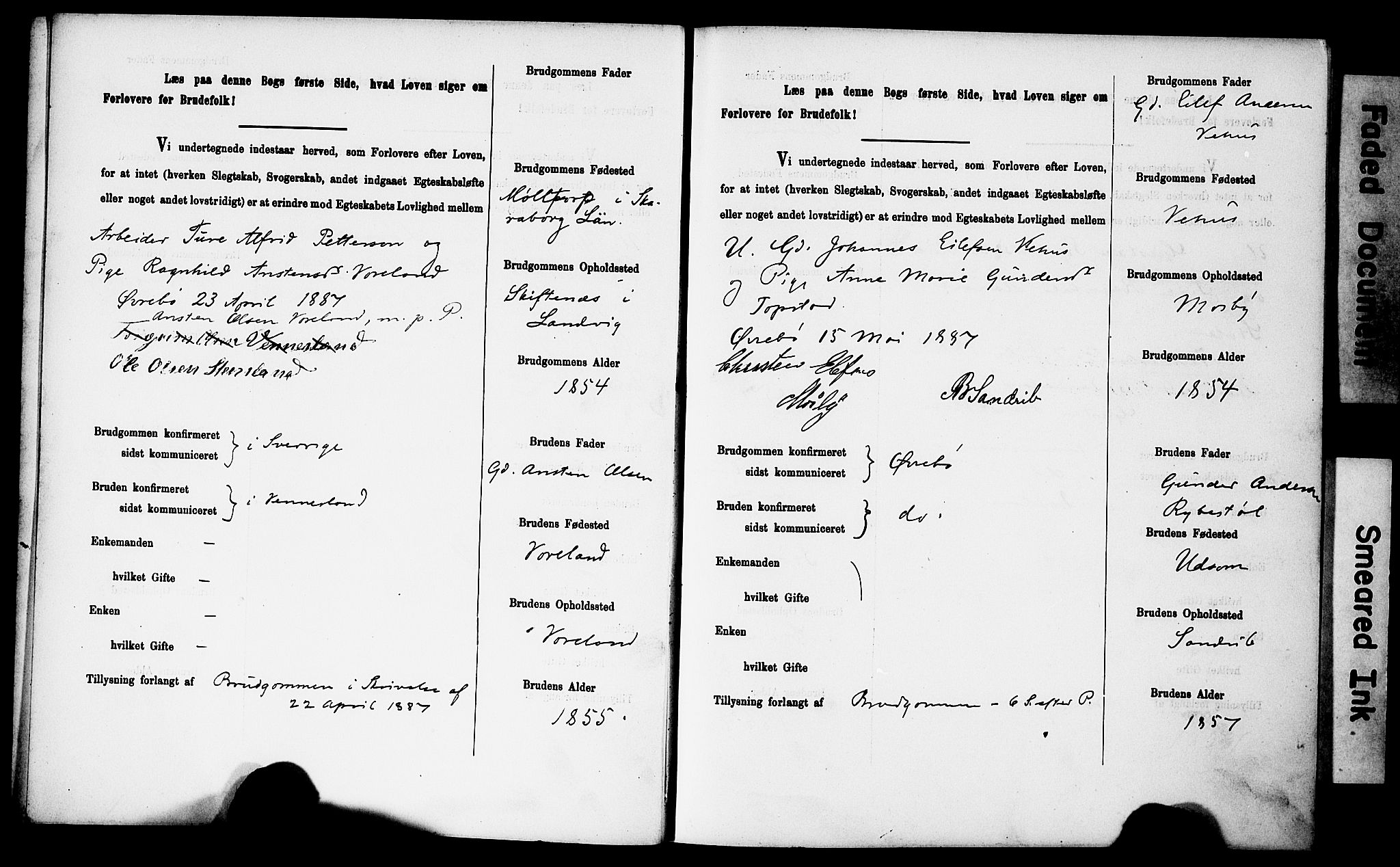 Vennesla sokneprestkontor, AV/SAK-1111-0045/J/L0032/0003: Banns register no. II 5 1, 1886-1892, p. 8