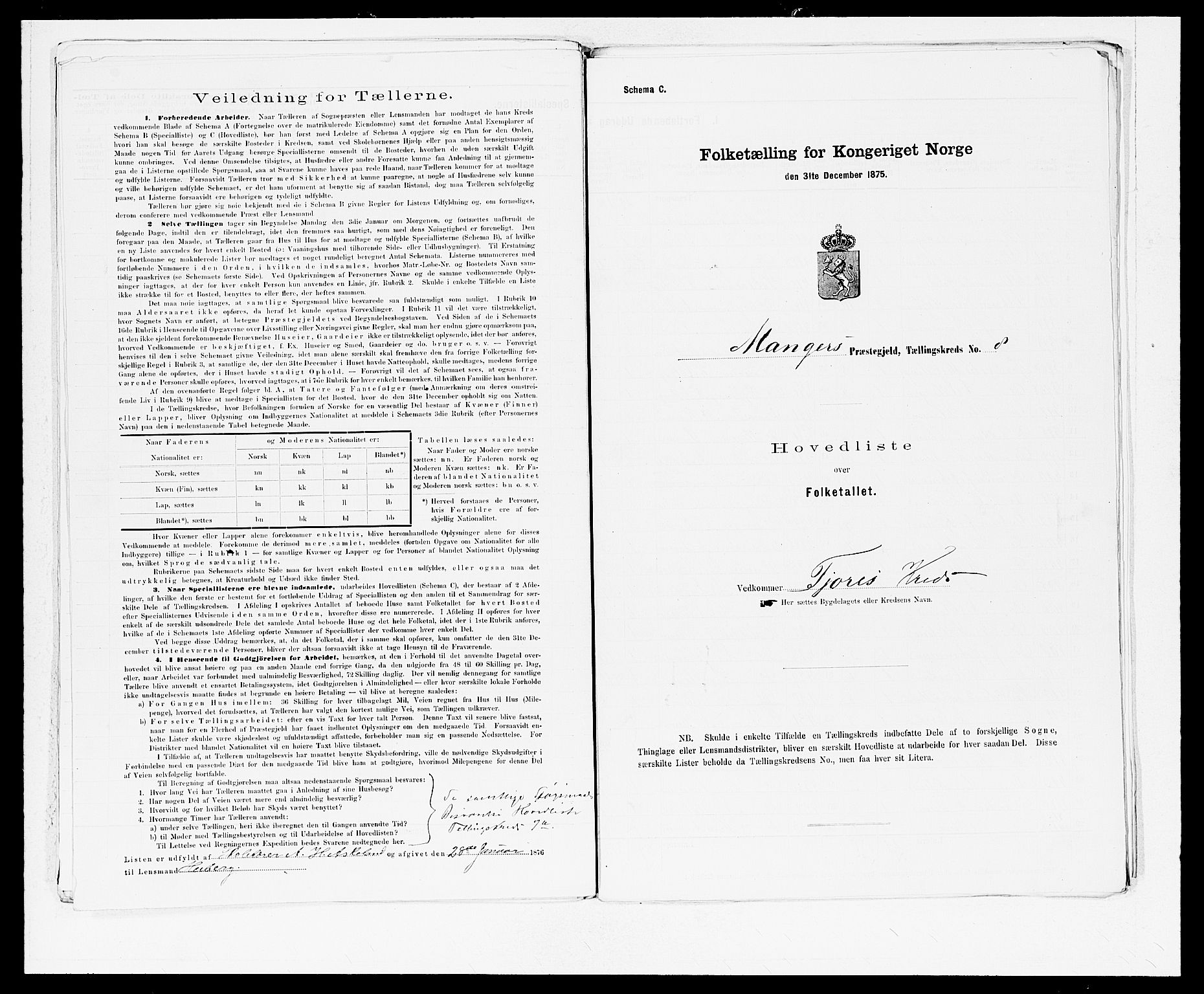 SAB, 1875 census for 1261P Manger, 1875, p. 26