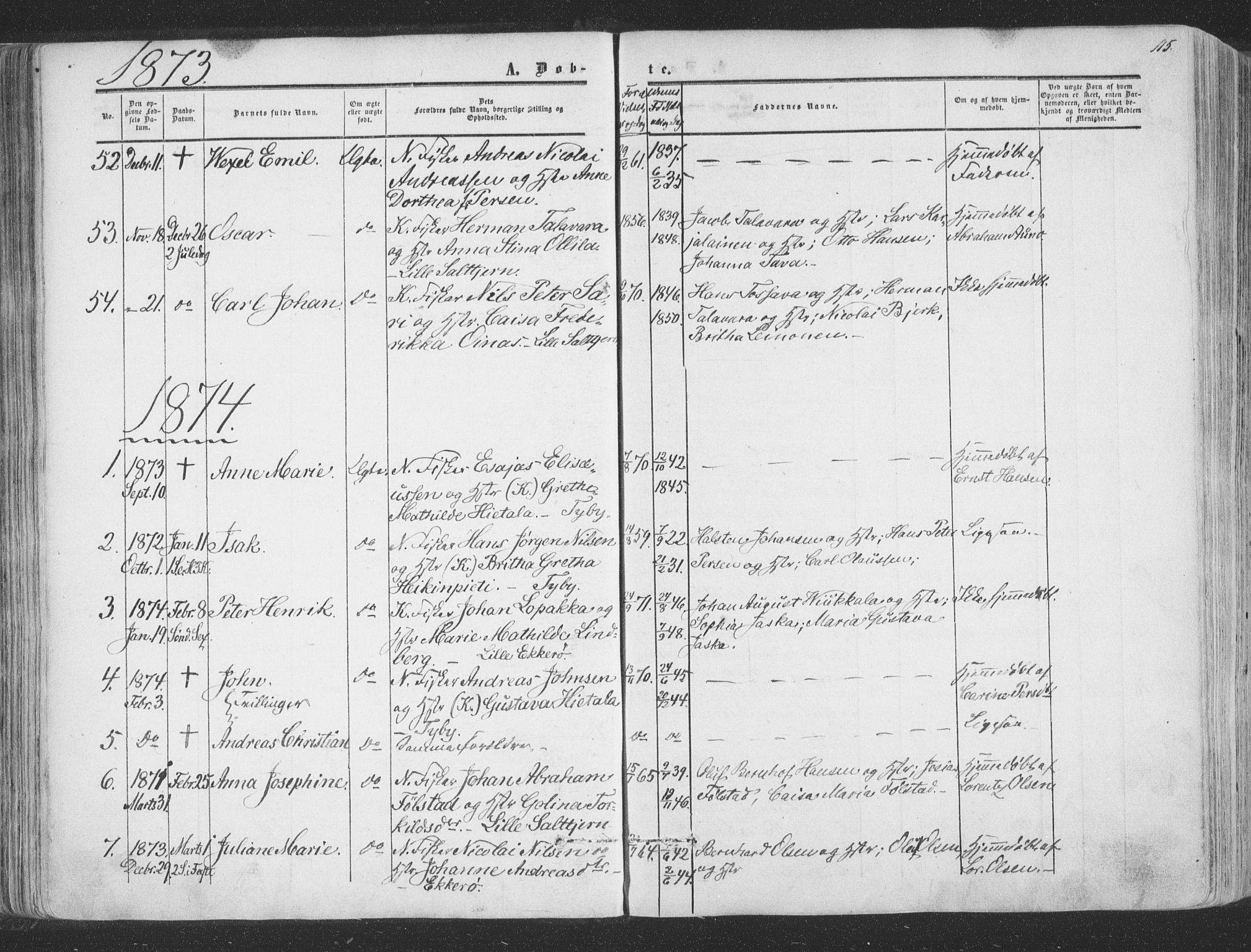 Vadsø sokneprestkontor, SATØ/S-1325/H/Ha/L0004kirke: Parish register (official) no. 4, 1854-1880, p. 115