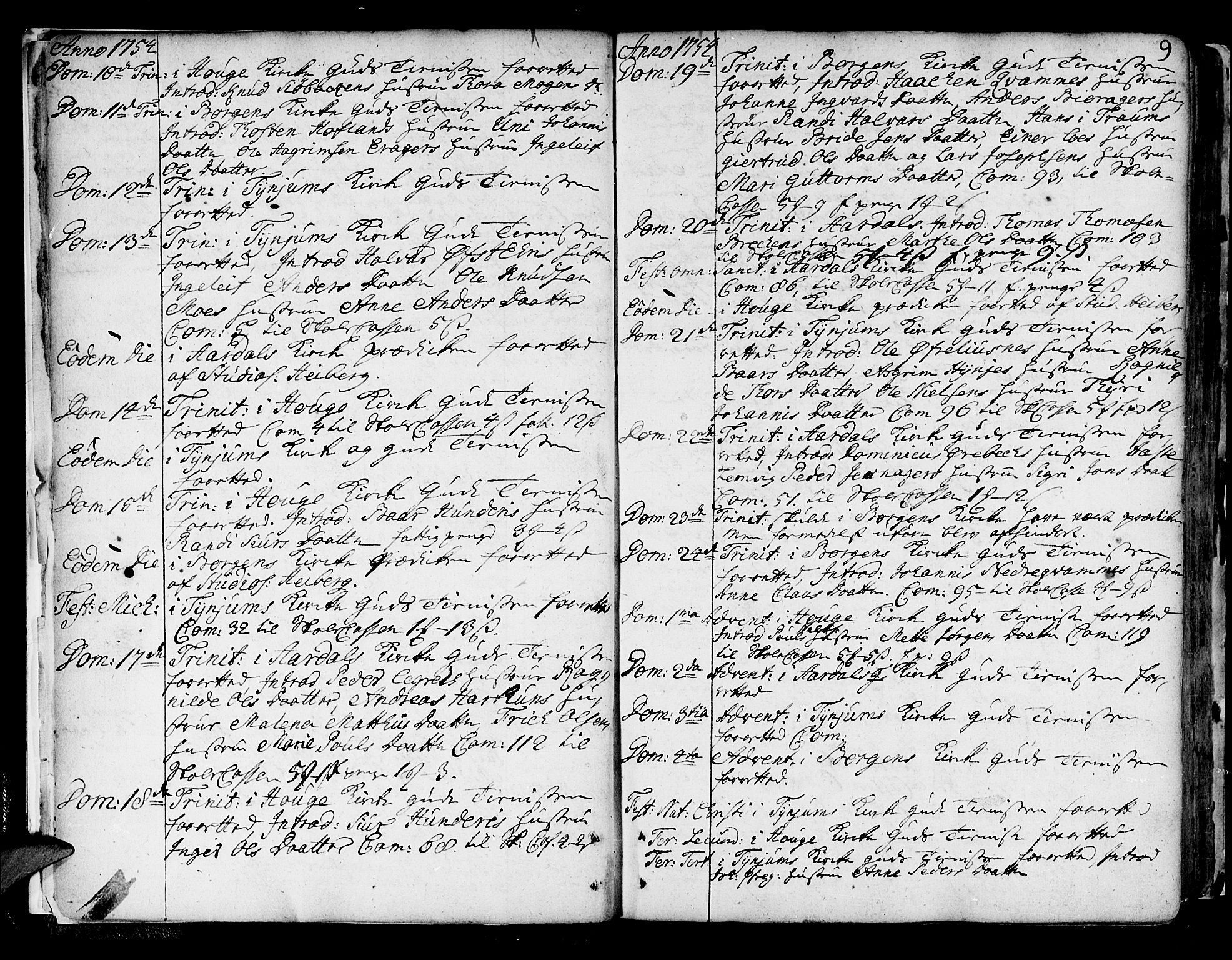 Lærdal sokneprestembete, SAB/A-81201: Parish register (official) no. A 2, 1752-1782, p. 9