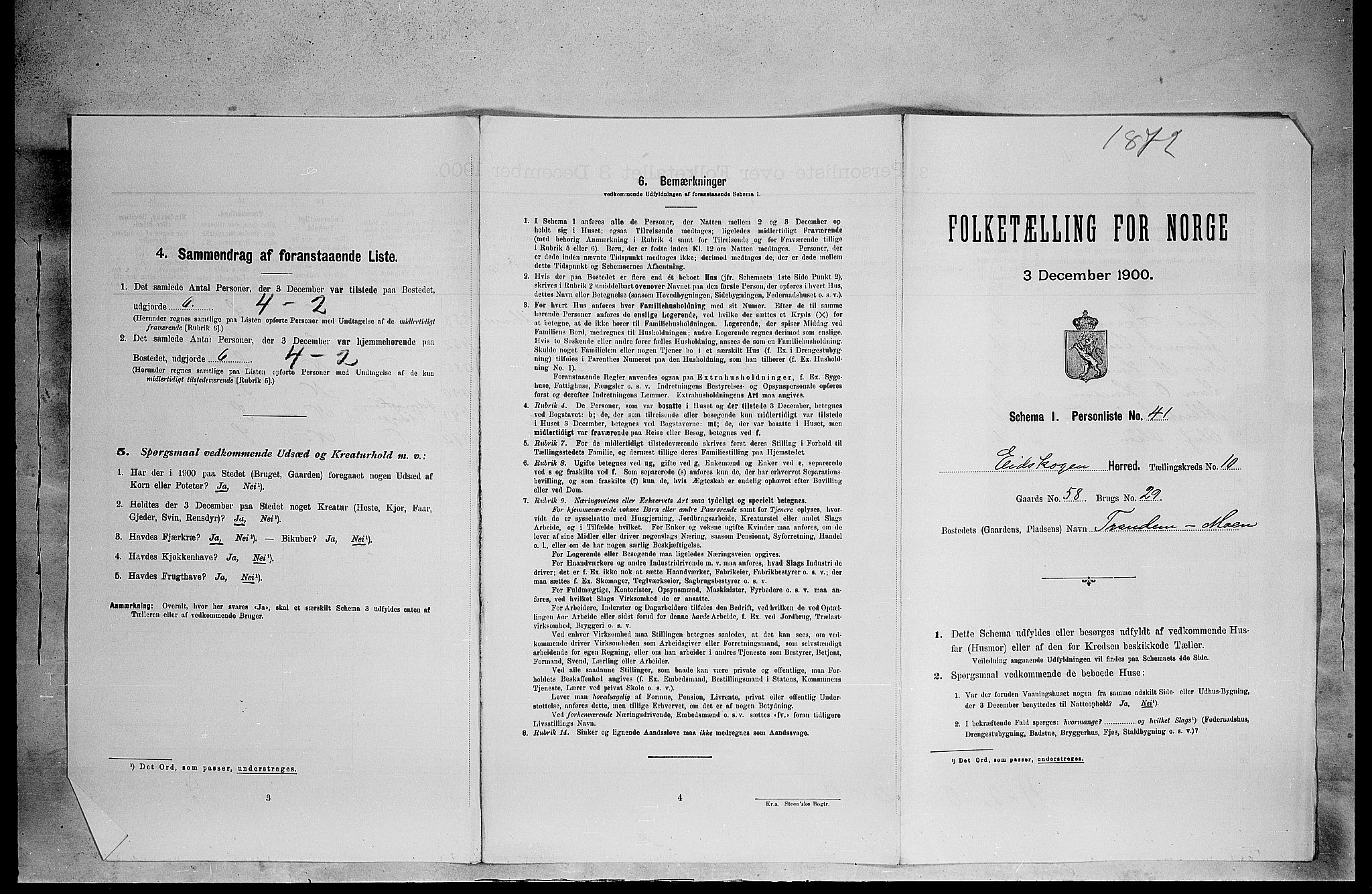 SAH, 1900 census for Eidskog, 1900, p. 1303