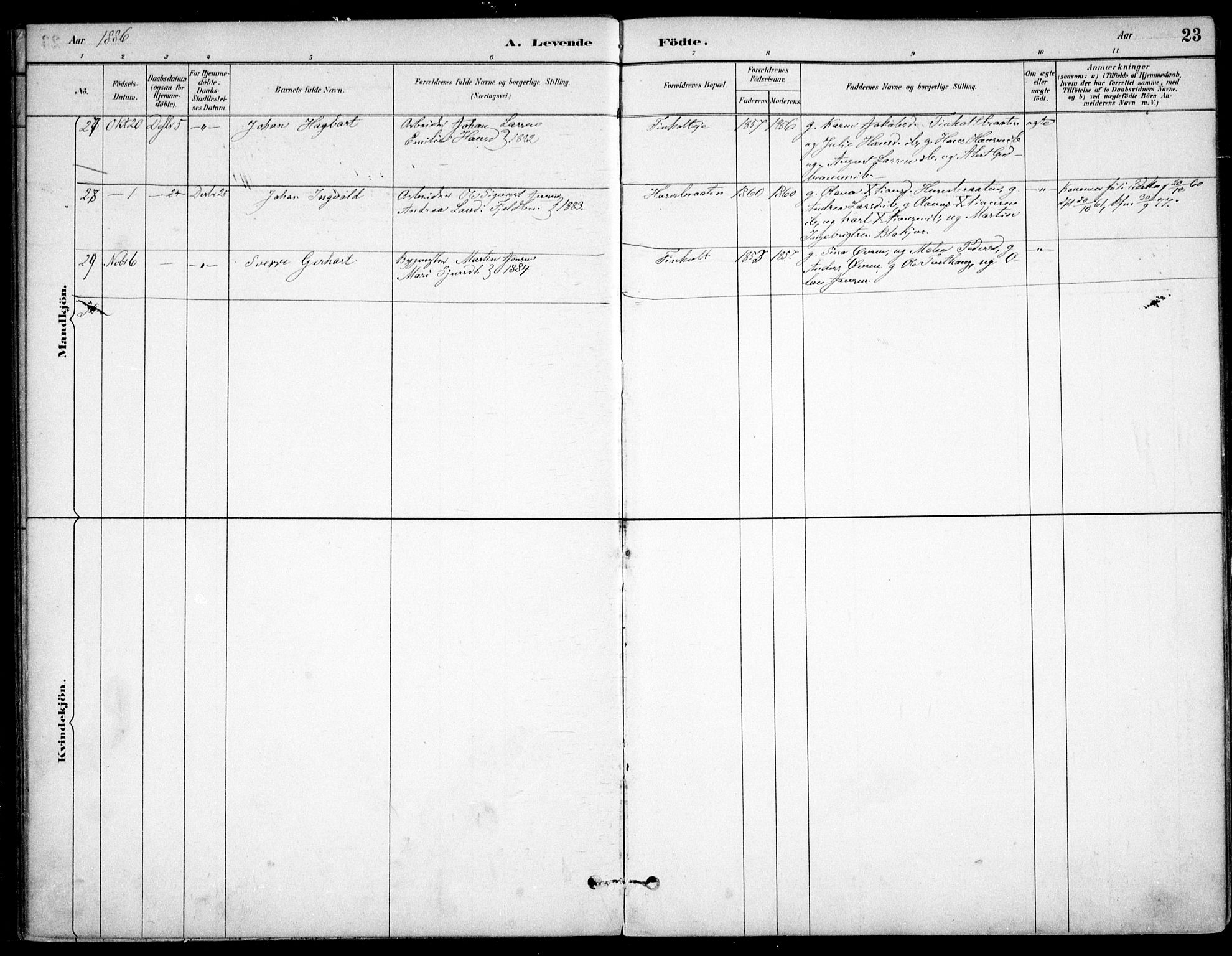 Nes prestekontor Kirkebøker, AV/SAO-A-10410/F/Fc/L0002: Parish register (official) no. IIi 2, 1882-1916, p. 23