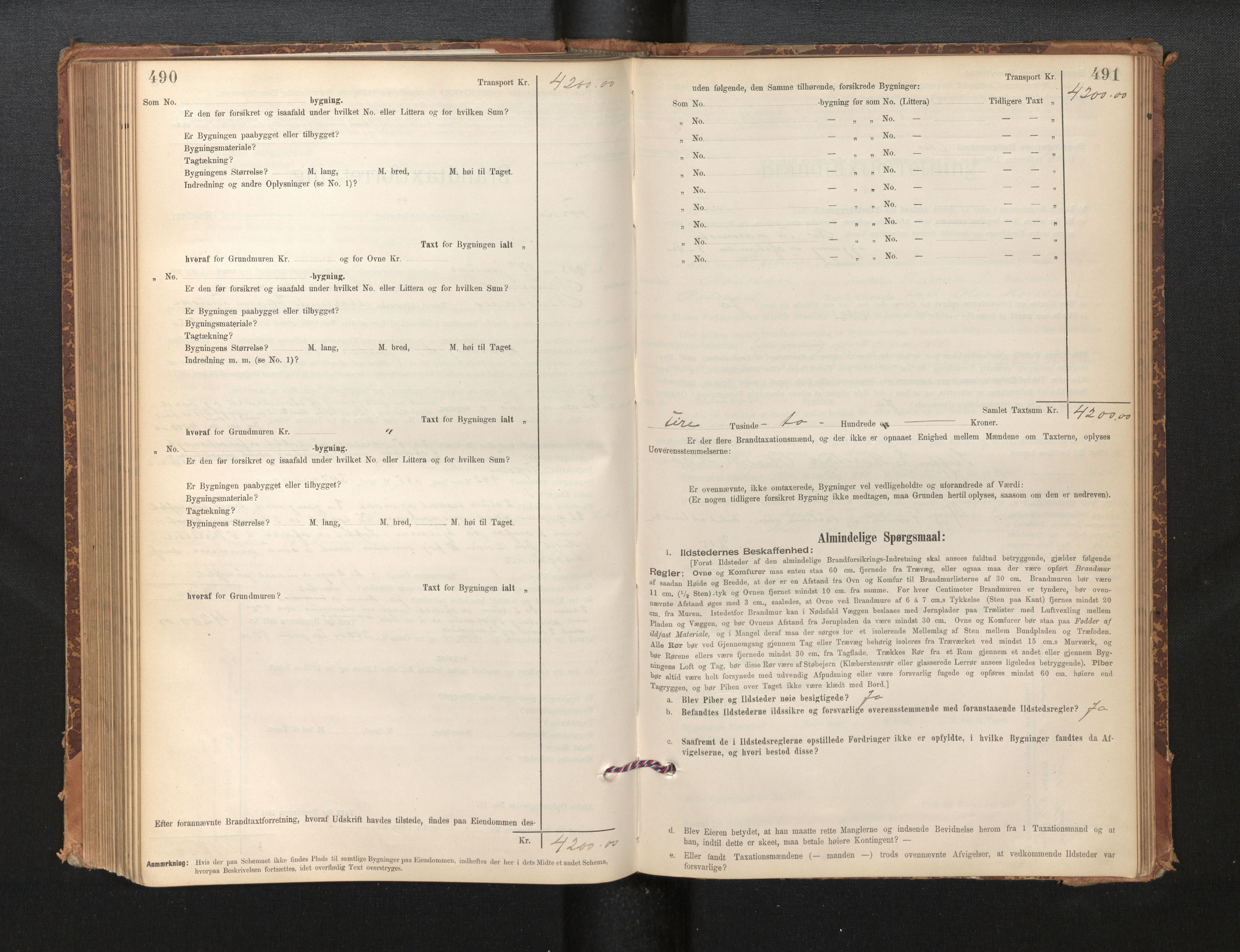 Lensmannen i Førde, AV/SAB-A-27401/0012/L0008: Branntakstprotokoll, skjematakst, 1895-1922, p. 490-491