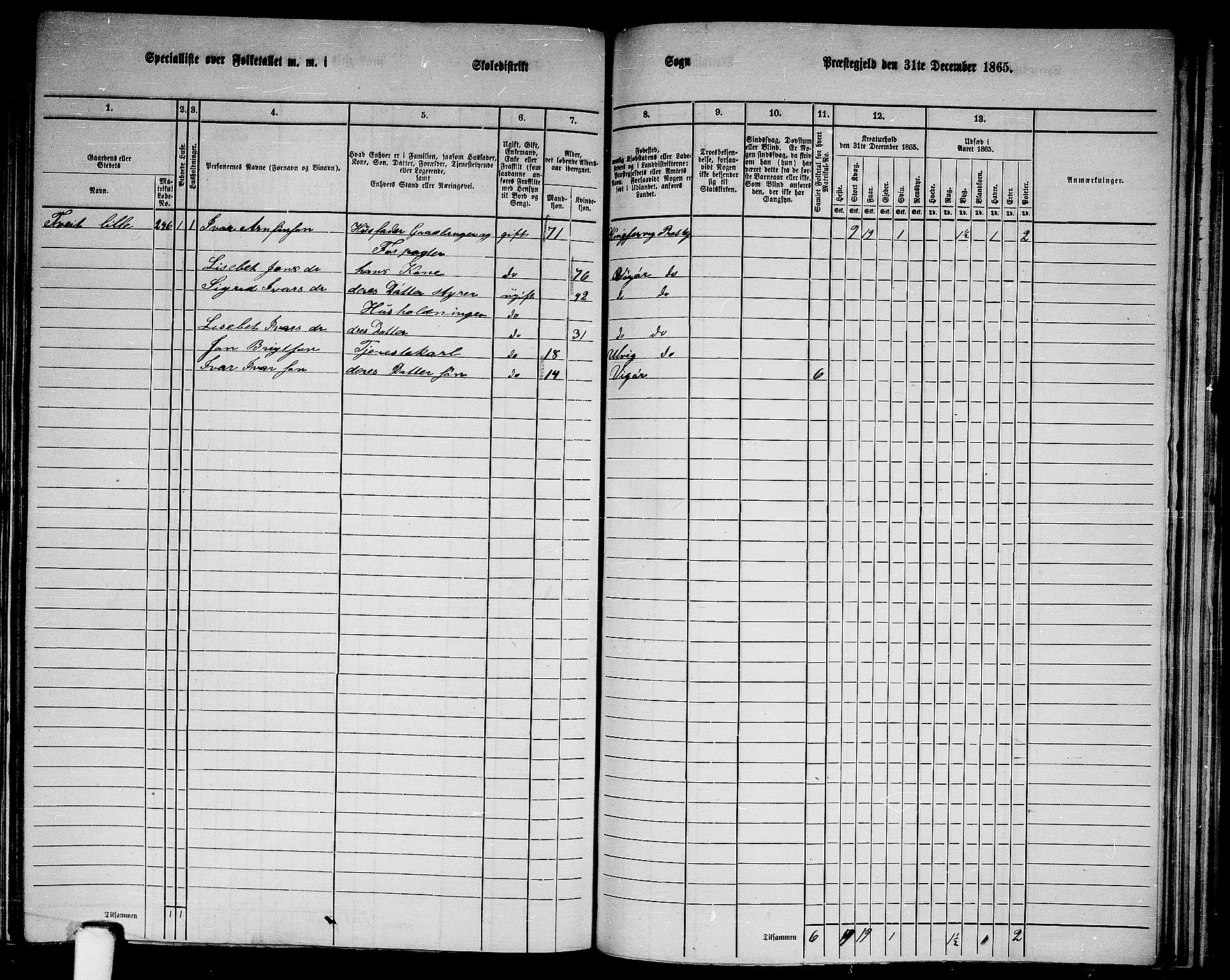 RA, 1865 census for Vikør, 1865, p. 110