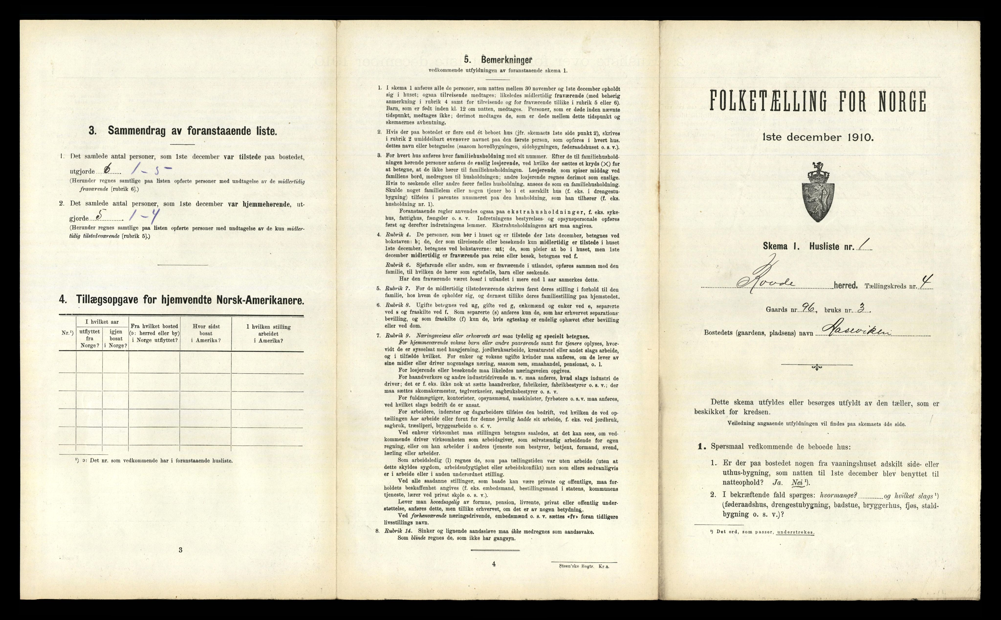 RA, 1910 census for Rovde, 1910, p. 172