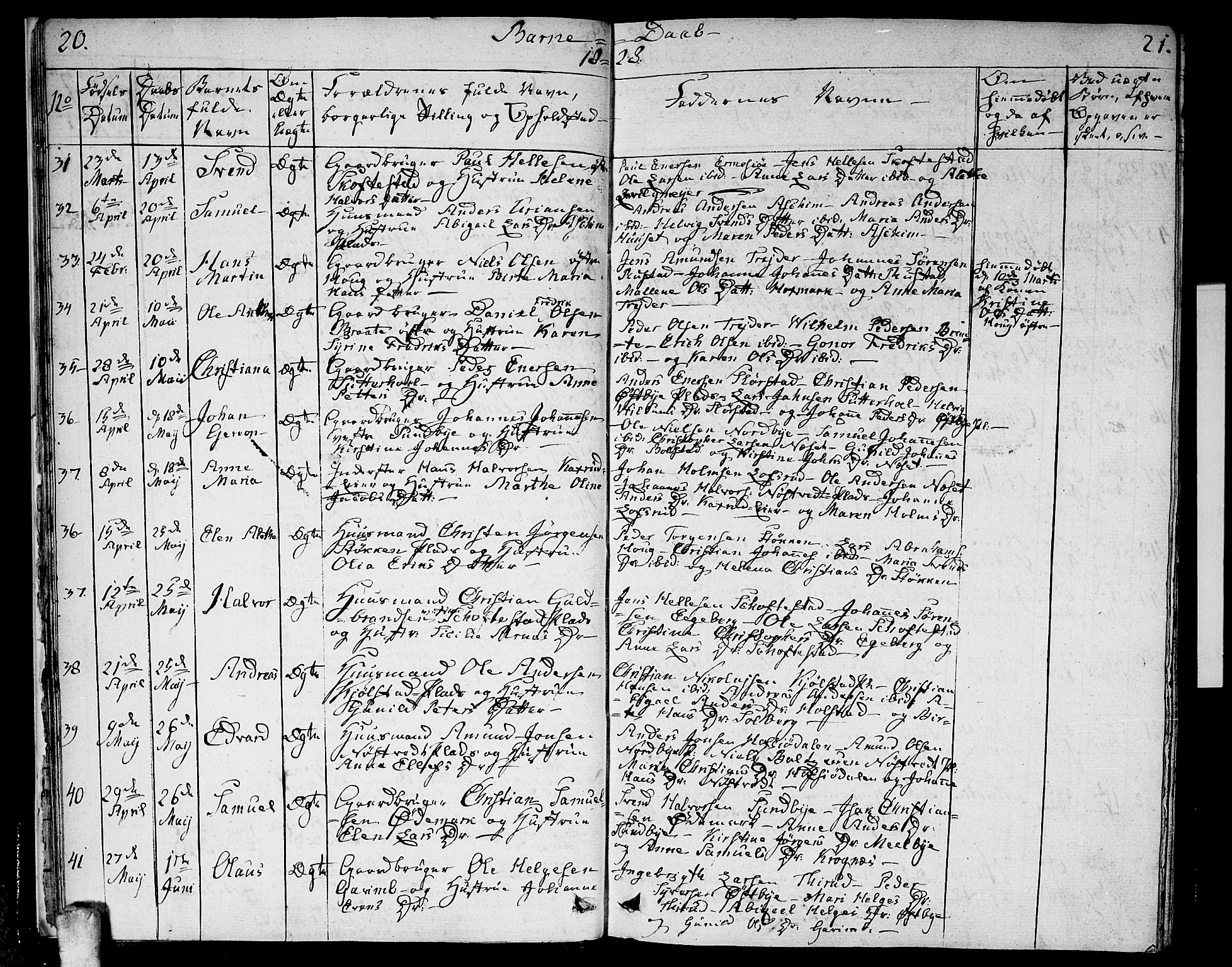 Ås prestekontor Kirkebøker, AV/SAO-A-10894/F/Fa/L0005: Parish register (official) no. I 5, 1827-1840, p. 20-21