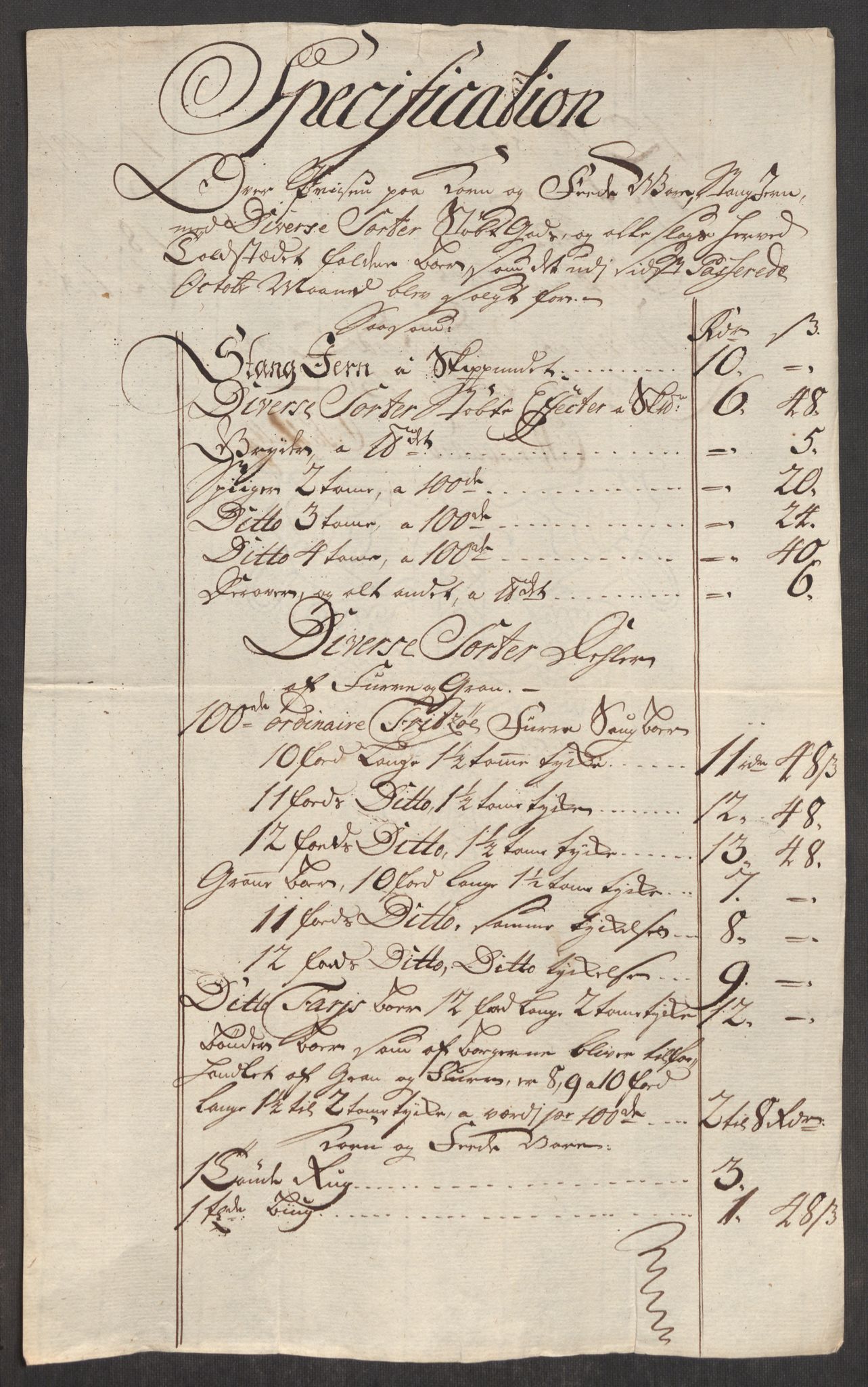 Rentekammeret inntil 1814, Realistisk ordnet avdeling, AV/RA-EA-4070/Oe/L0001: [Ø1]: Priskuranter, 1712-1739, p. 371