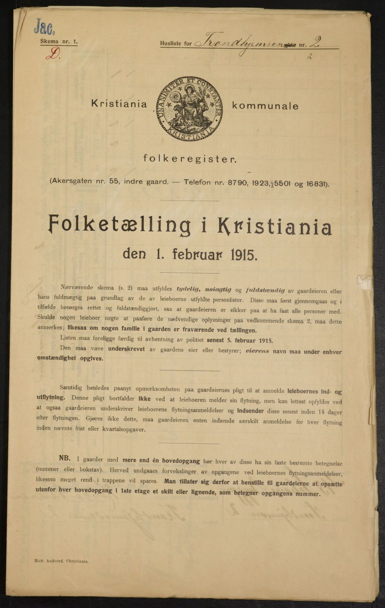 OBA, Municipal Census 1915 for Kristiania, 1915, p. 116194