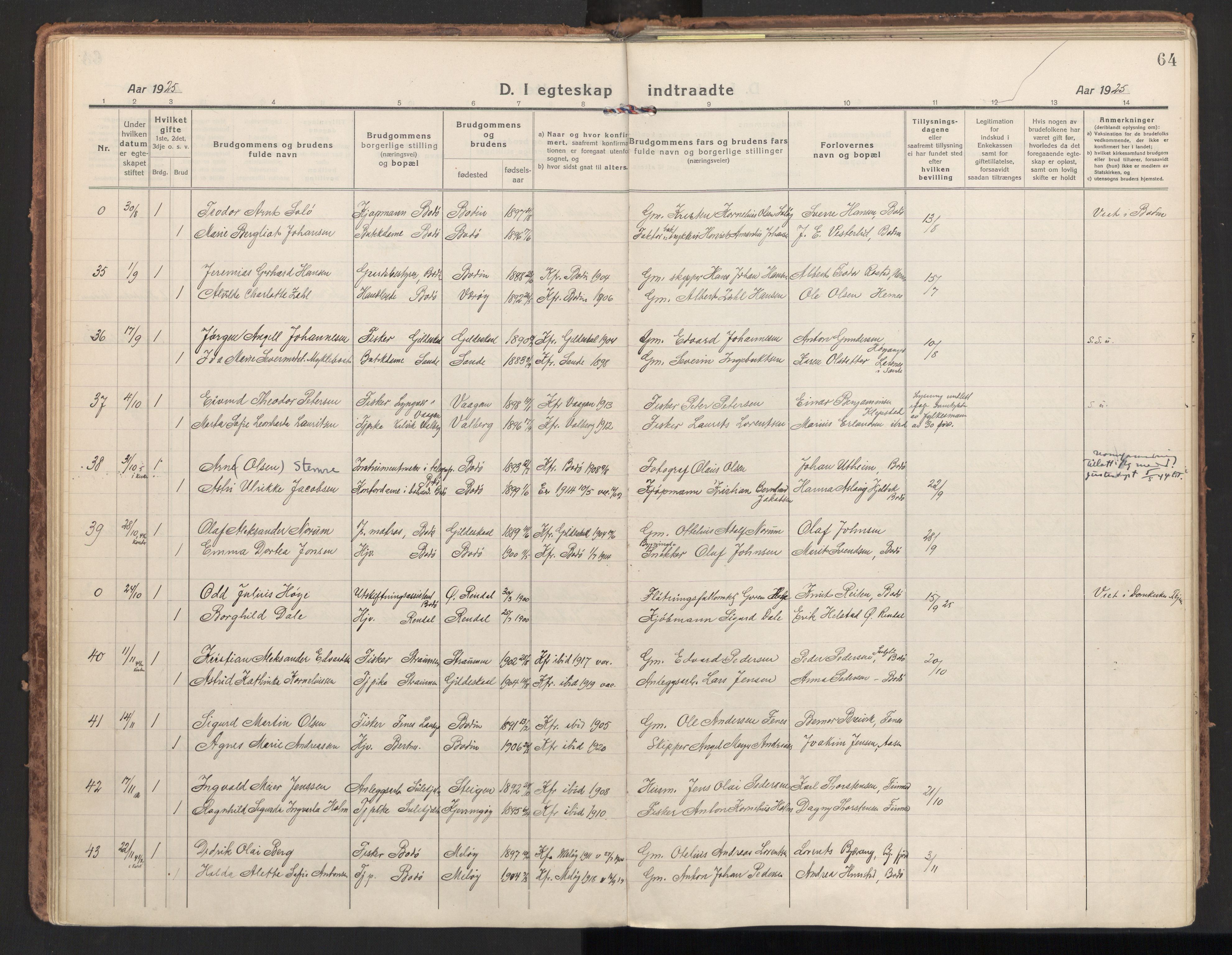 Ministerialprotokoller, klokkerbøker og fødselsregistre - Nordland, AV/SAT-A-1459/801/L0018: Parish register (official) no. 801A18, 1916-1930, p. 64