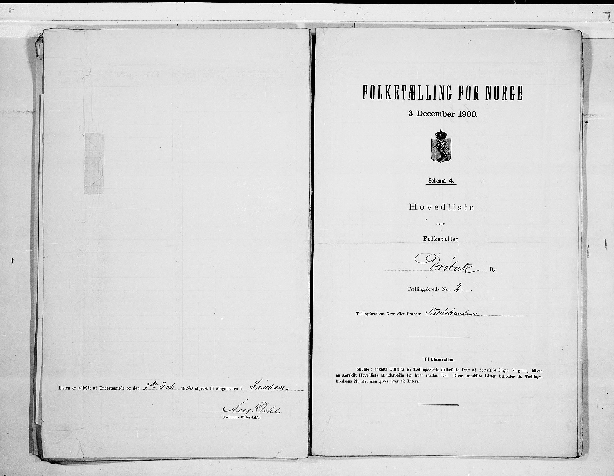 SAO, 1900 census for Drøbak, 1900, p. 6