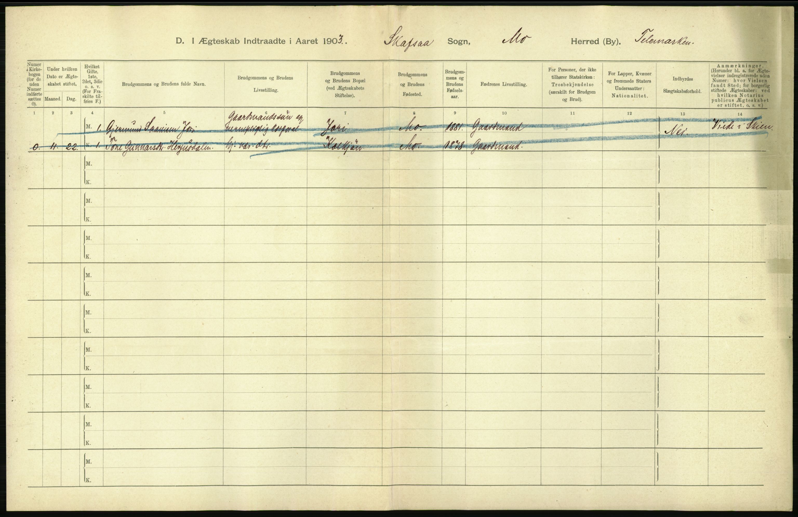 Statistisk sentralbyrå, Sosiodemografiske emner, Befolkning, AV/RA-S-2228/D/Df/Dfa/Dfaa/L0009: Bratsberg amt: Fødte, gifte, døde, 1903, p. 370