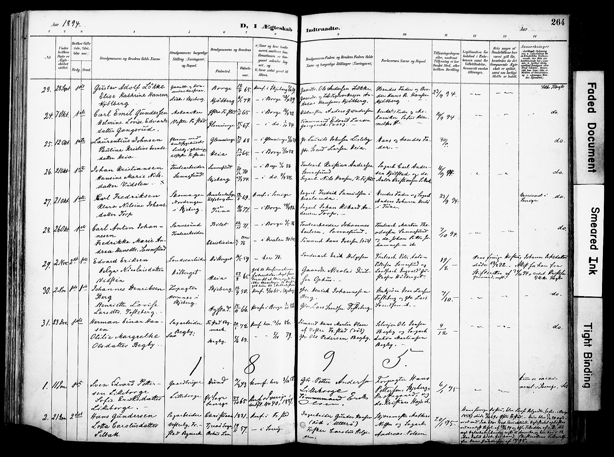 Borge prestekontor Kirkebøker, AV/SAO-A-10903/F/Fa/L0008: Parish register (official) no. I 8B, 1887-1902, p. 264