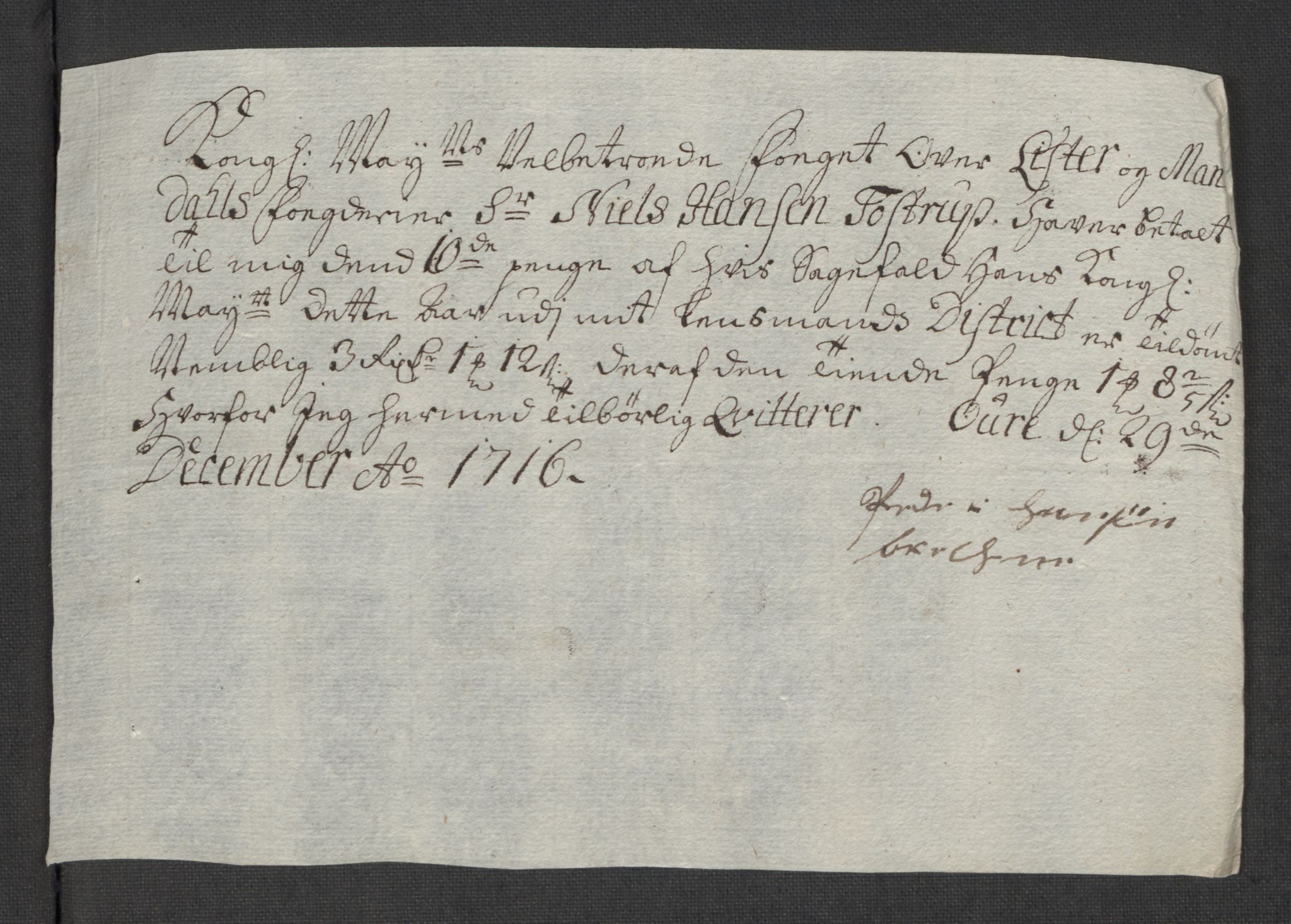 Rentekammeret inntil 1814, Reviderte regnskaper, Fogderegnskap, AV/RA-EA-4092/R43/L2560: Fogderegnskap Lista og Mandal, 1716, p. 223